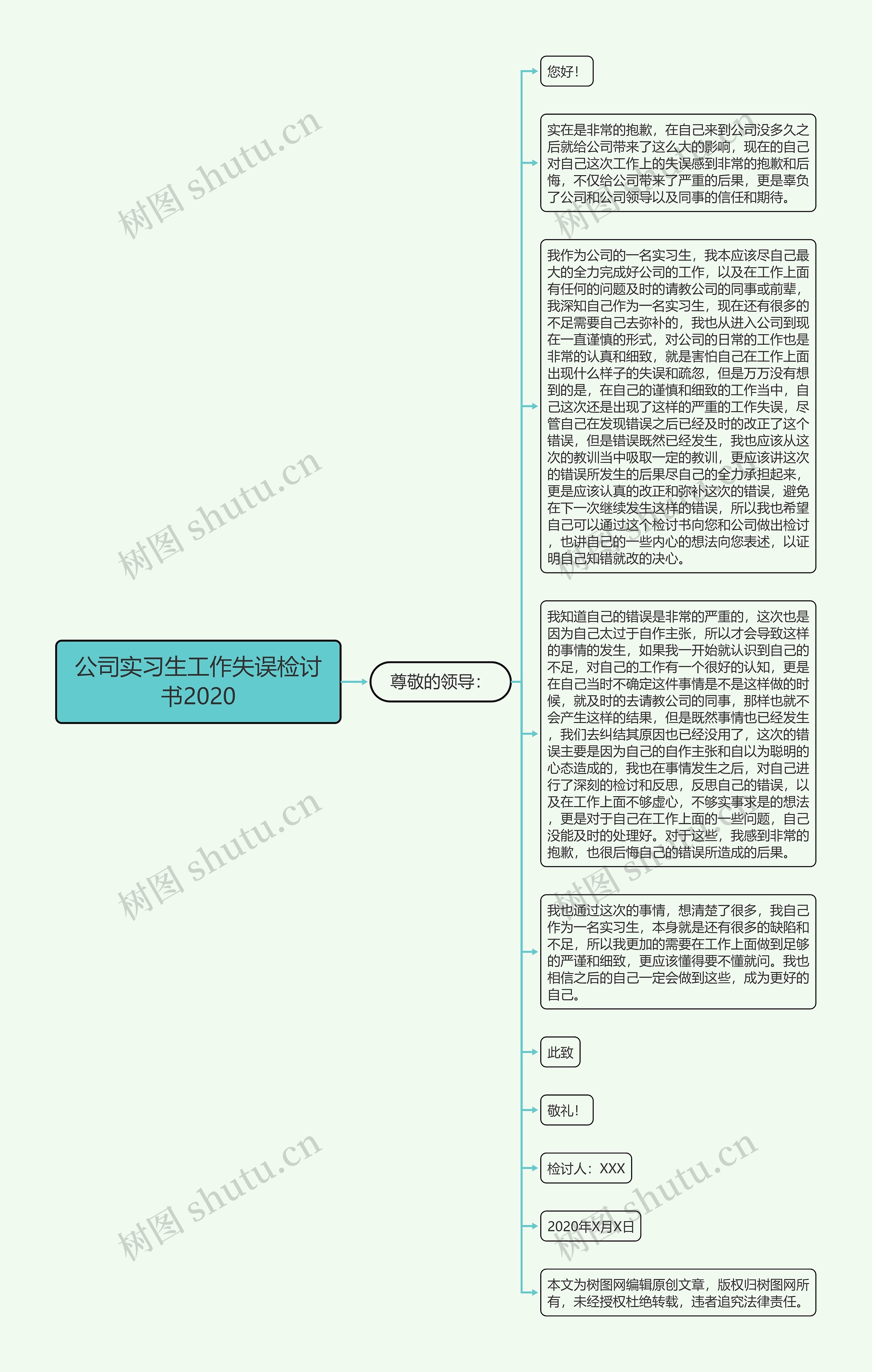 公司实习生工作失误检讨书2020思维导图