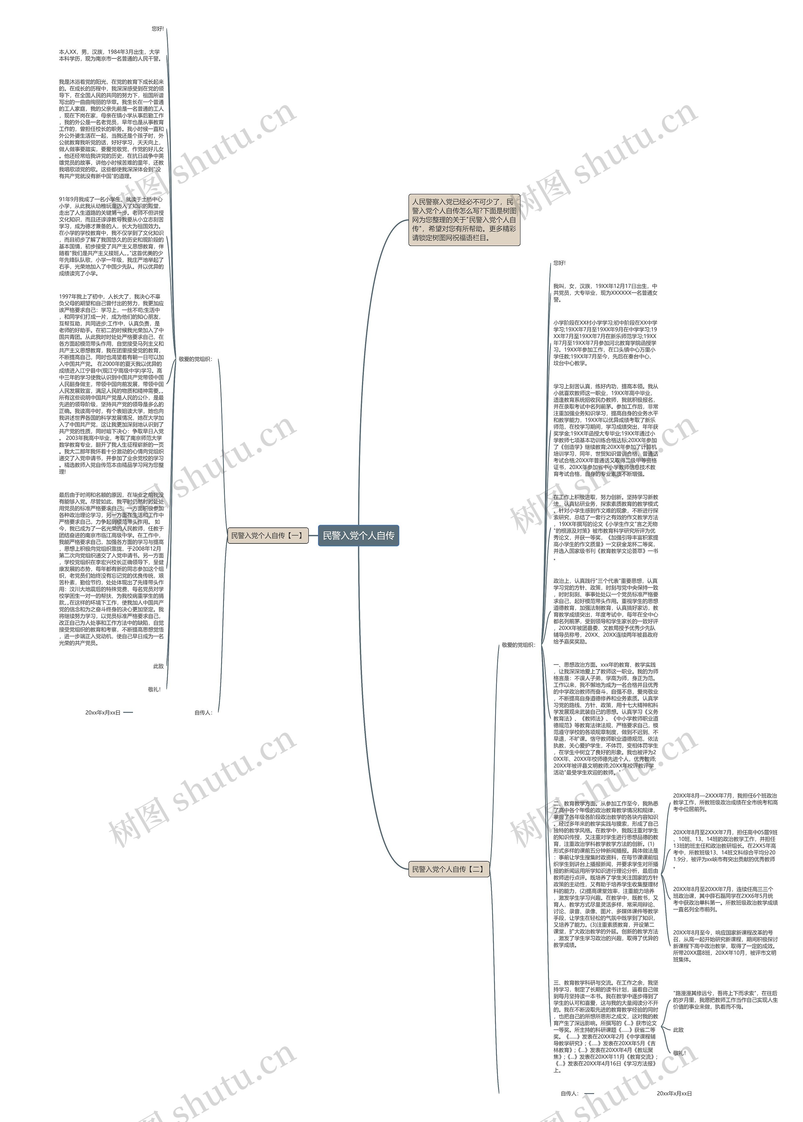 民警入党个人自传思维导图