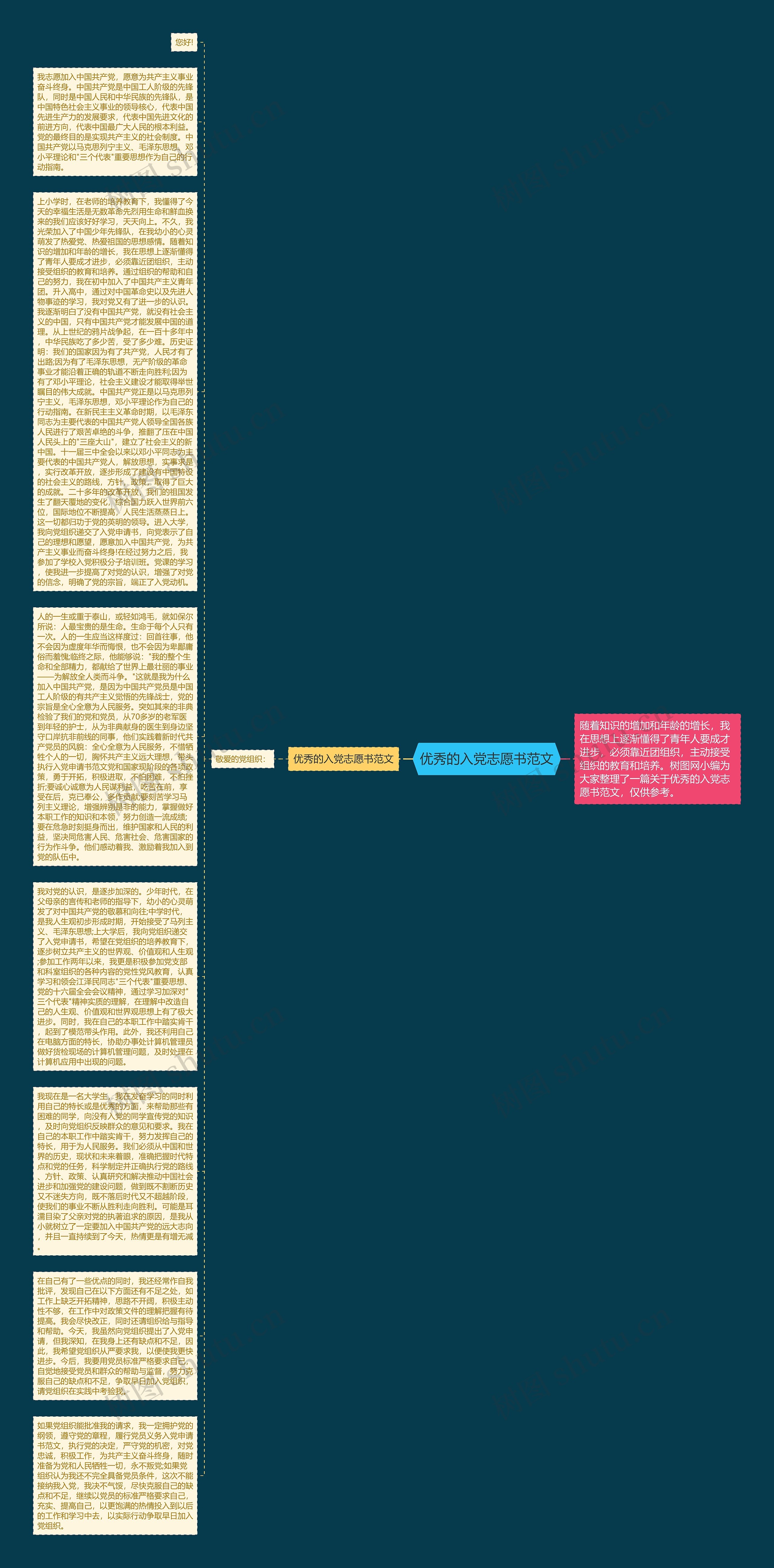 优秀的入党志愿书范文思维导图