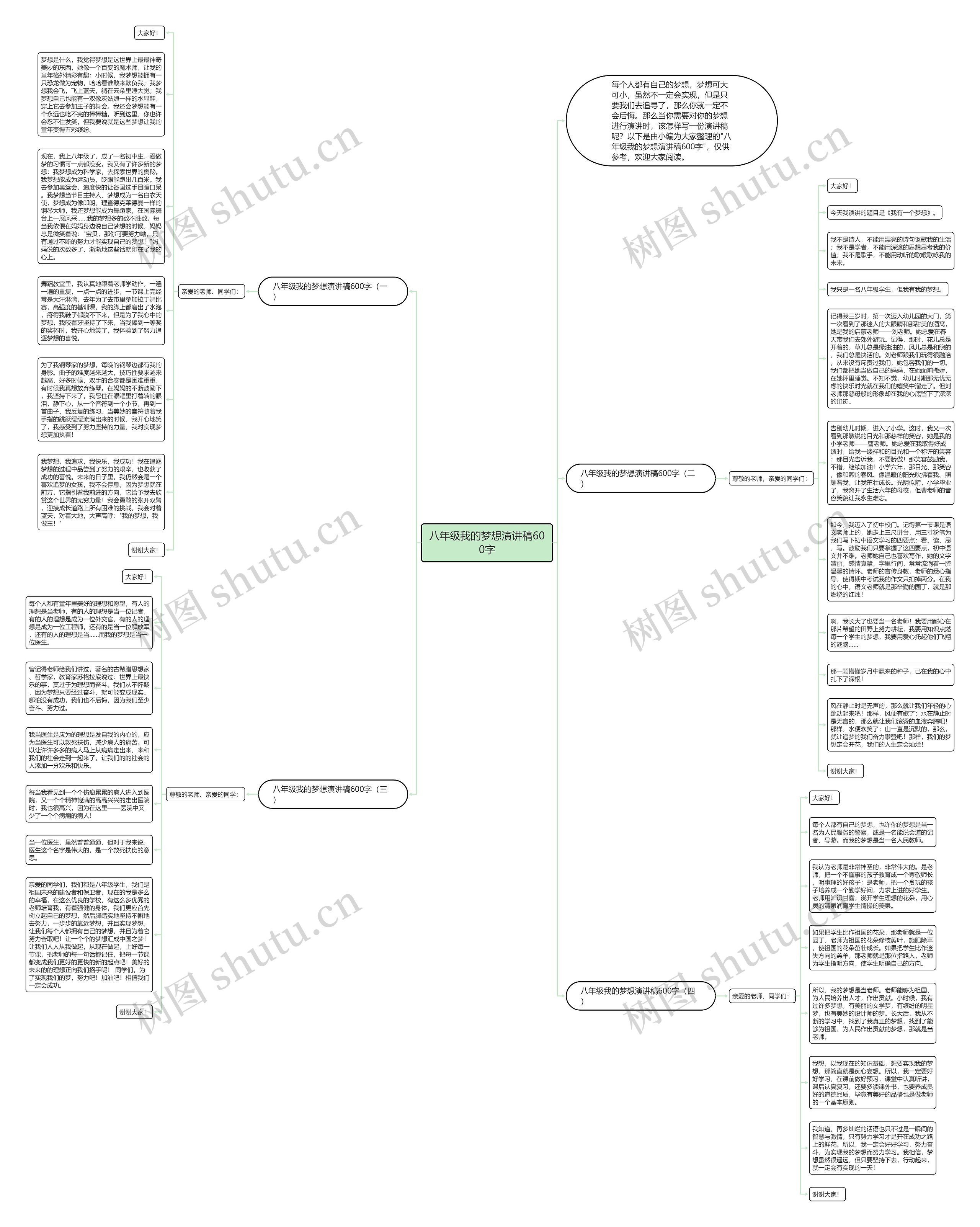 八年级我的梦想演讲稿600字思维导图