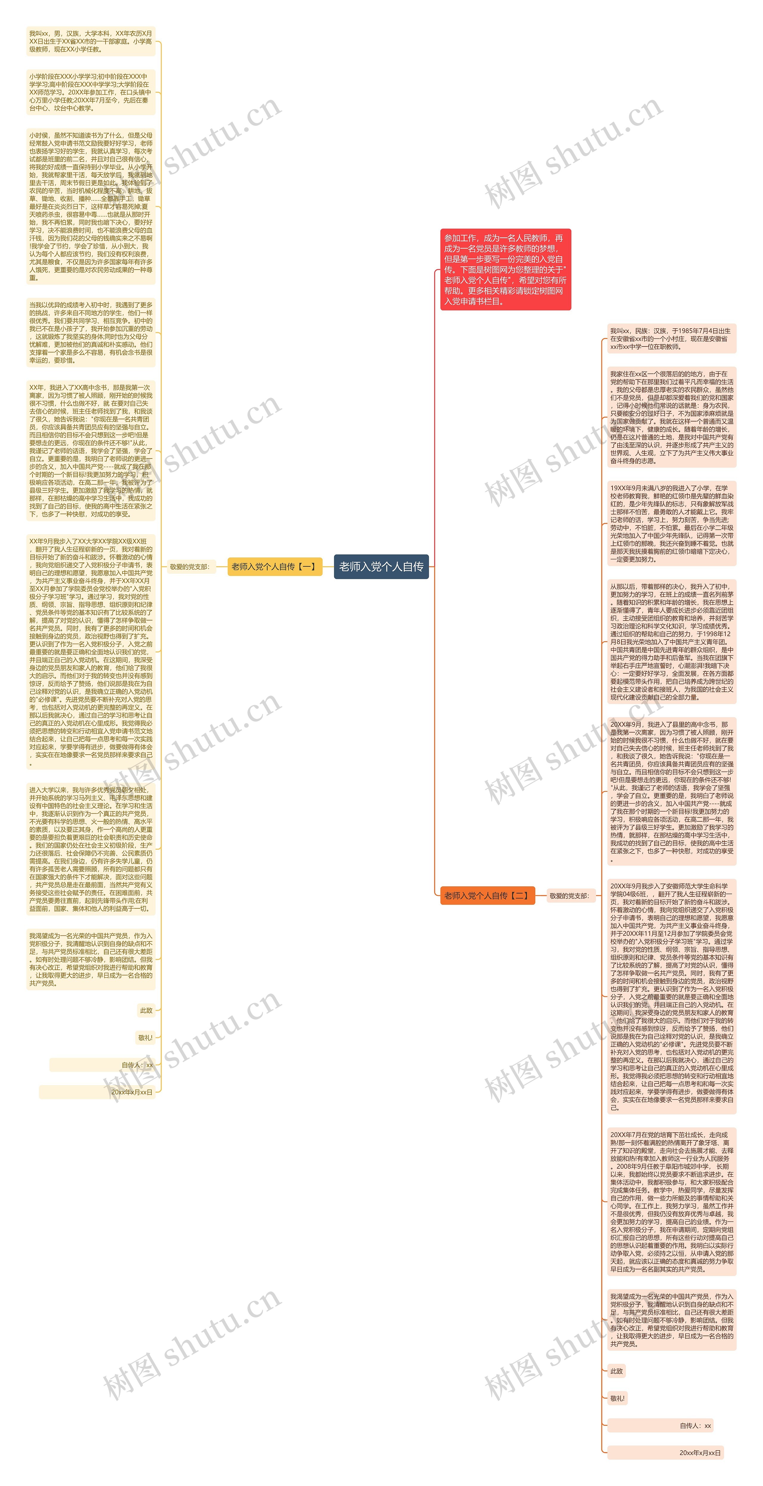 老师入党个人自传思维导图