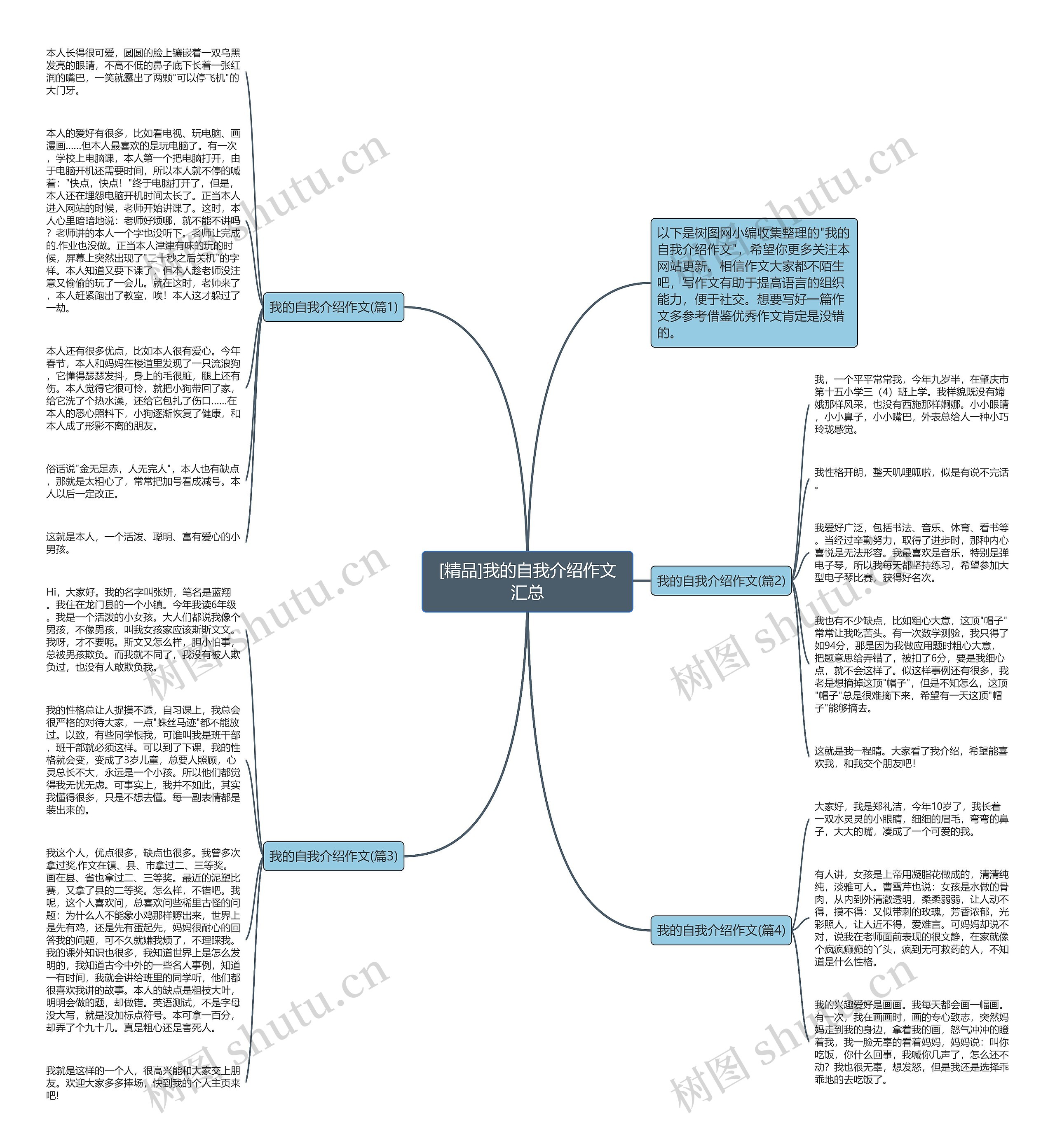 [精品]我的自我介绍作文汇总思维导图