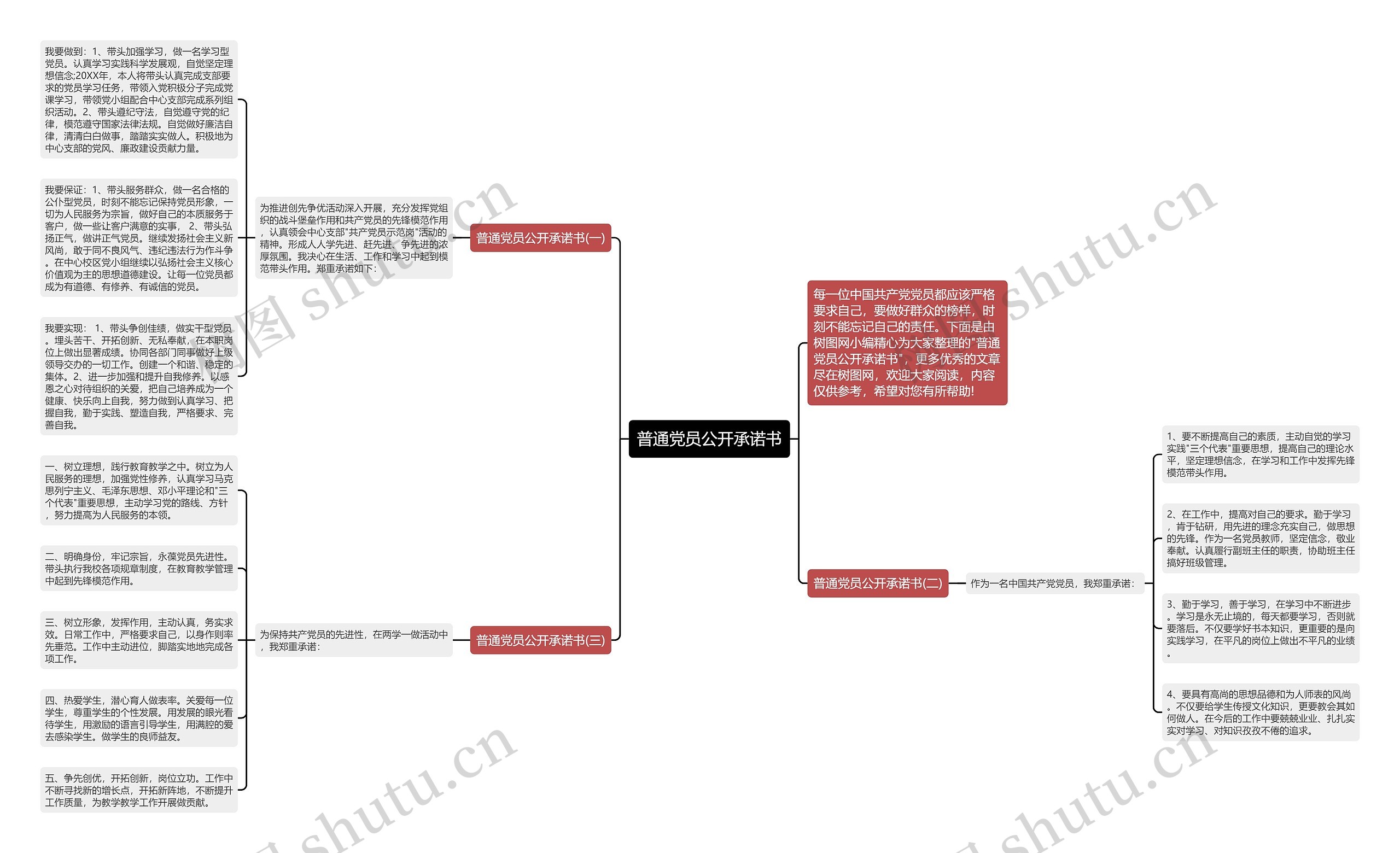 普通党员公开承诺书思维导图