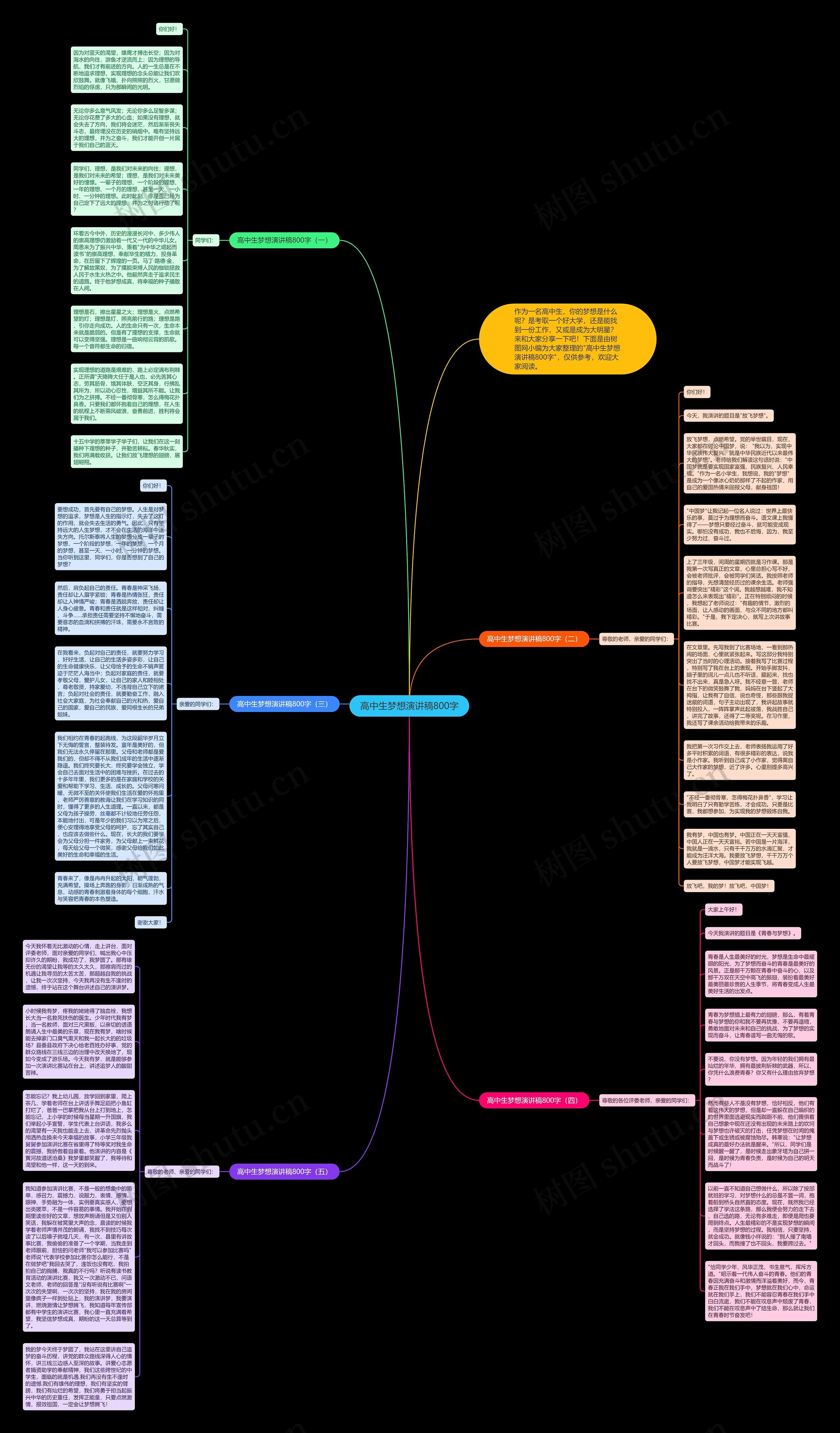 高中生梦想演讲稿800字思维导图