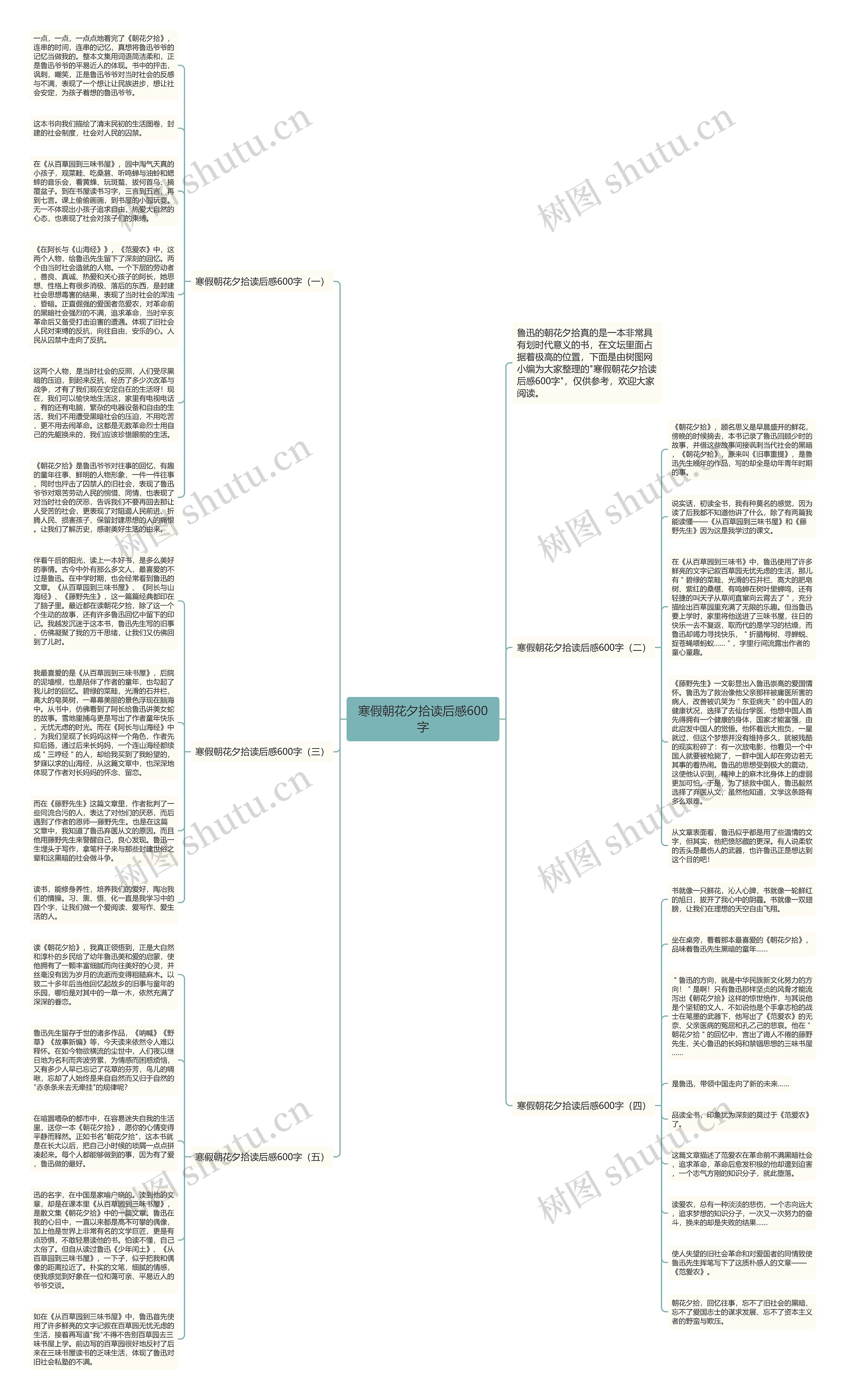 寒假朝花夕拾读后感600字思维导图