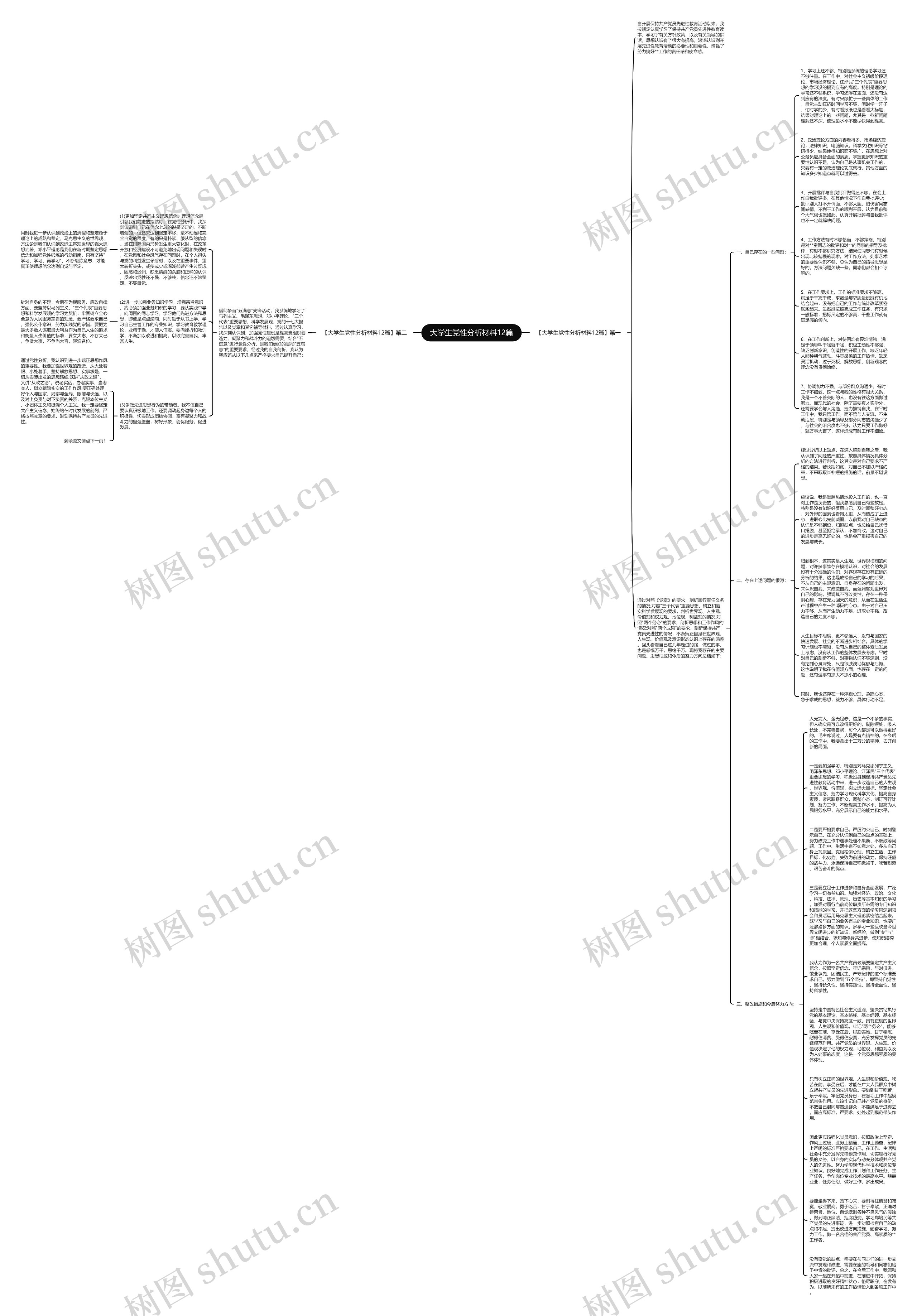 大学生党性分析材料12篇思维导图