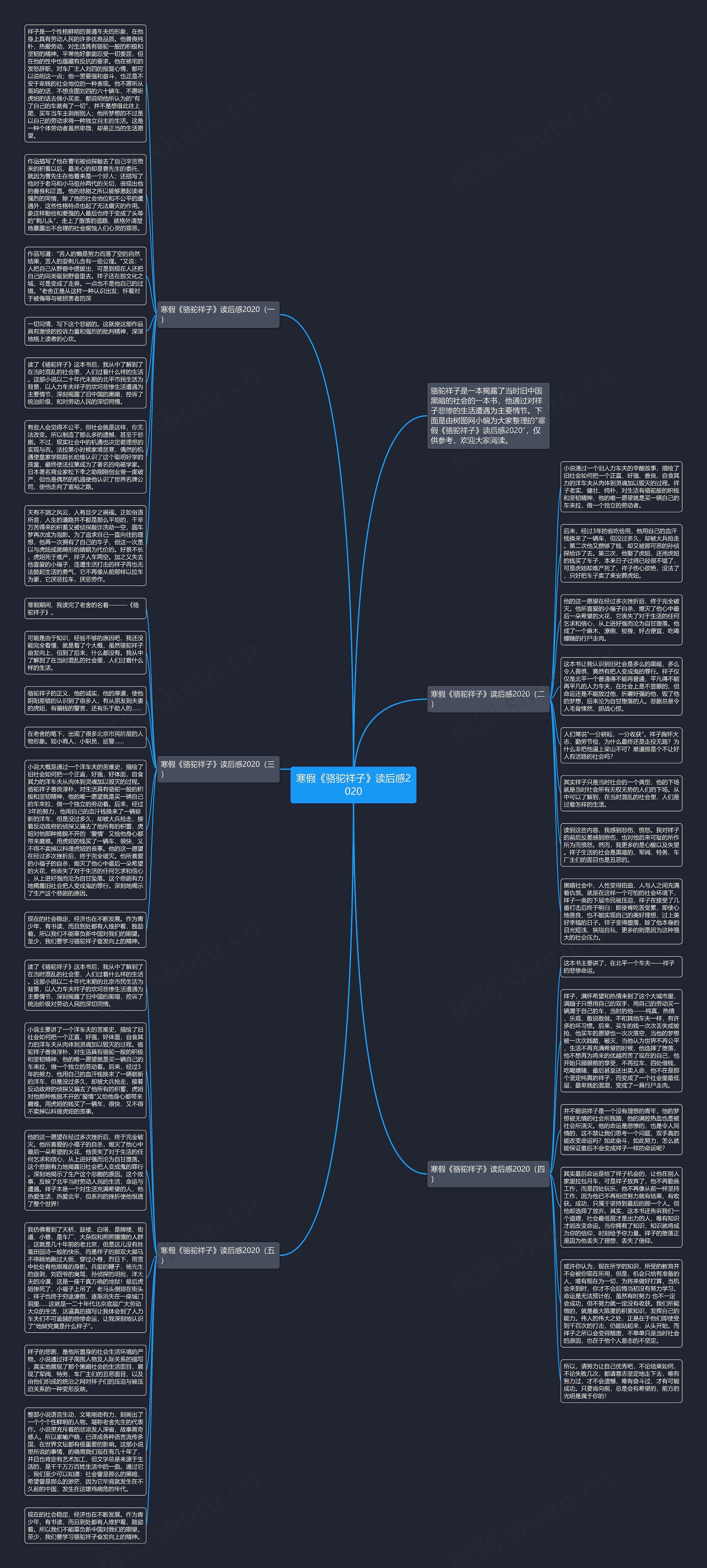 寒假《骆驼祥子》读后感2020思维导图