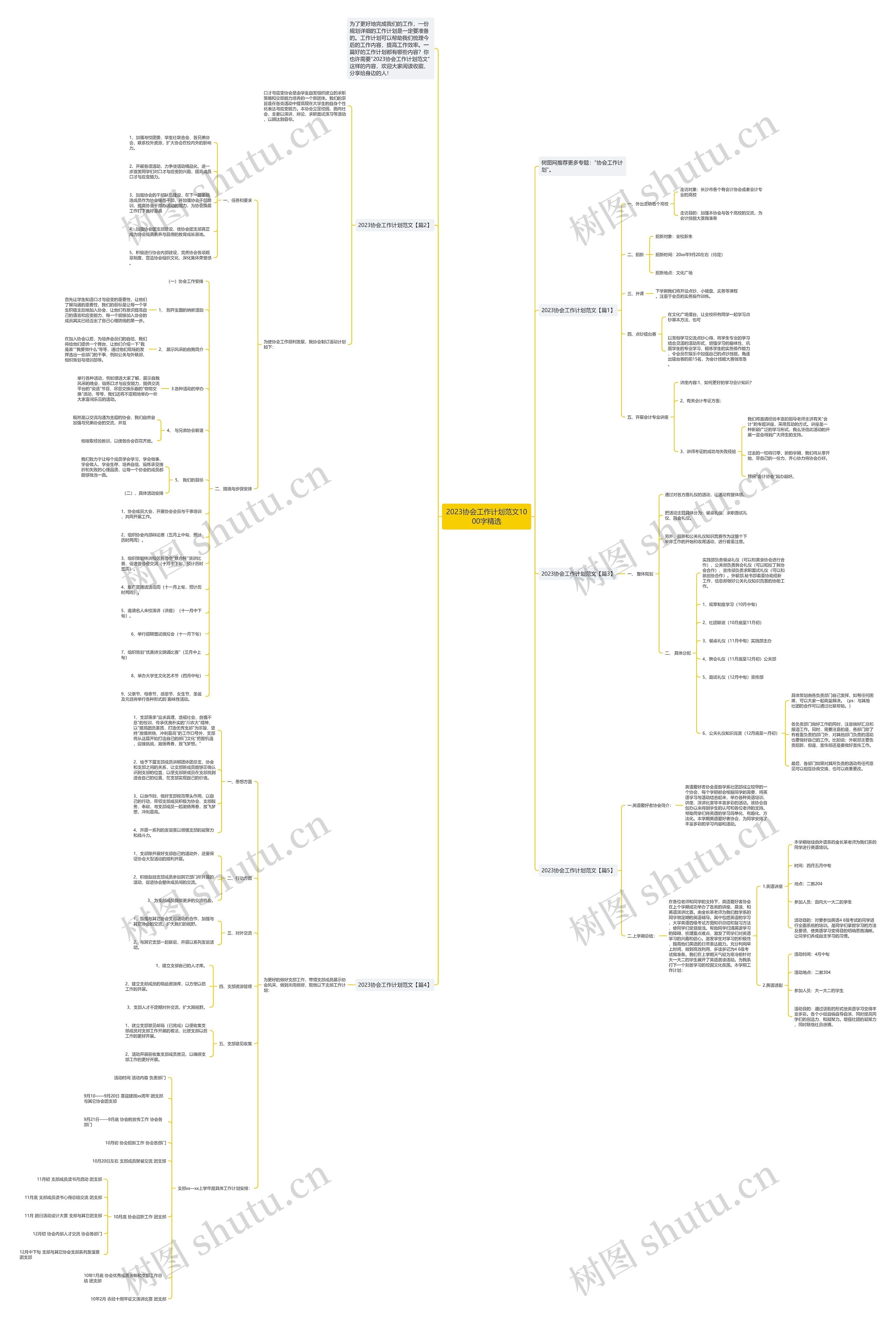 2023协会工作计划范文1000字精选思维导图