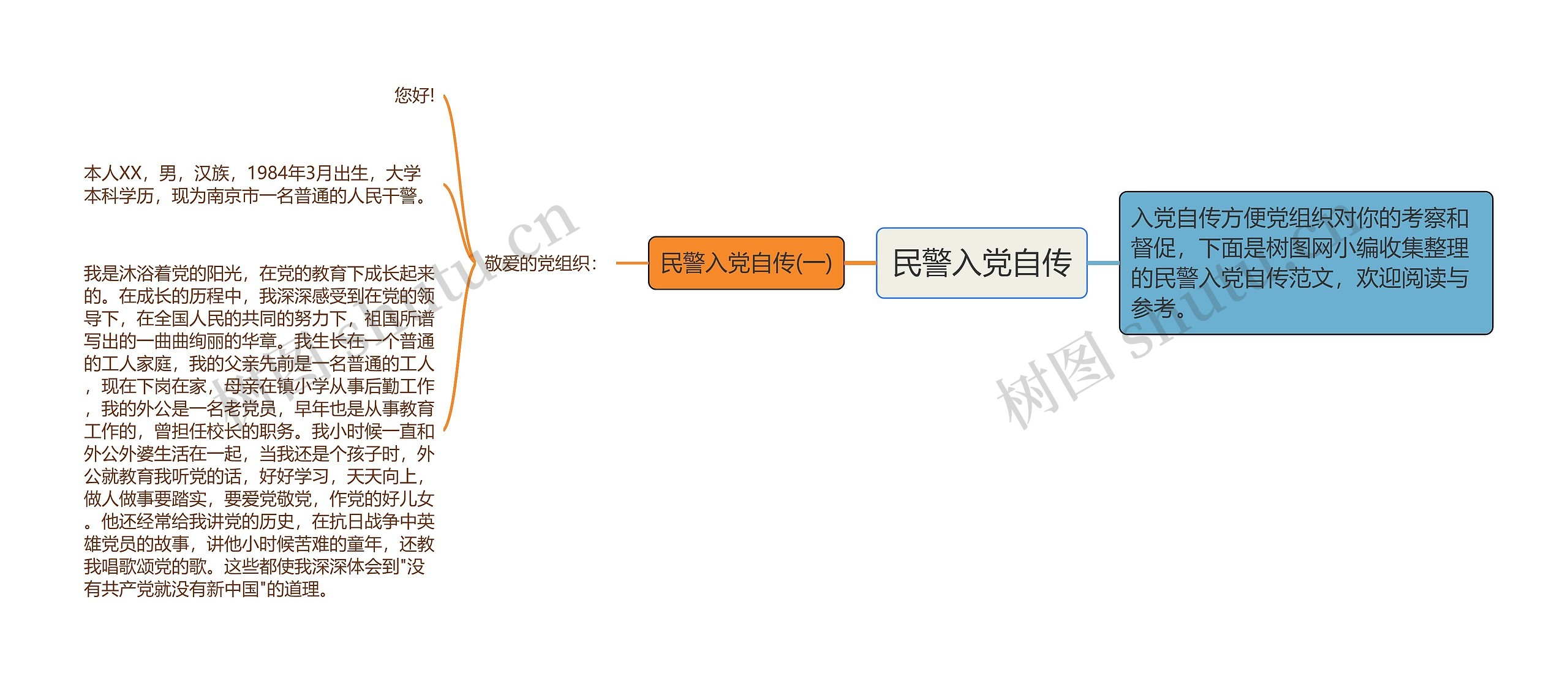 民警入党自传思维导图