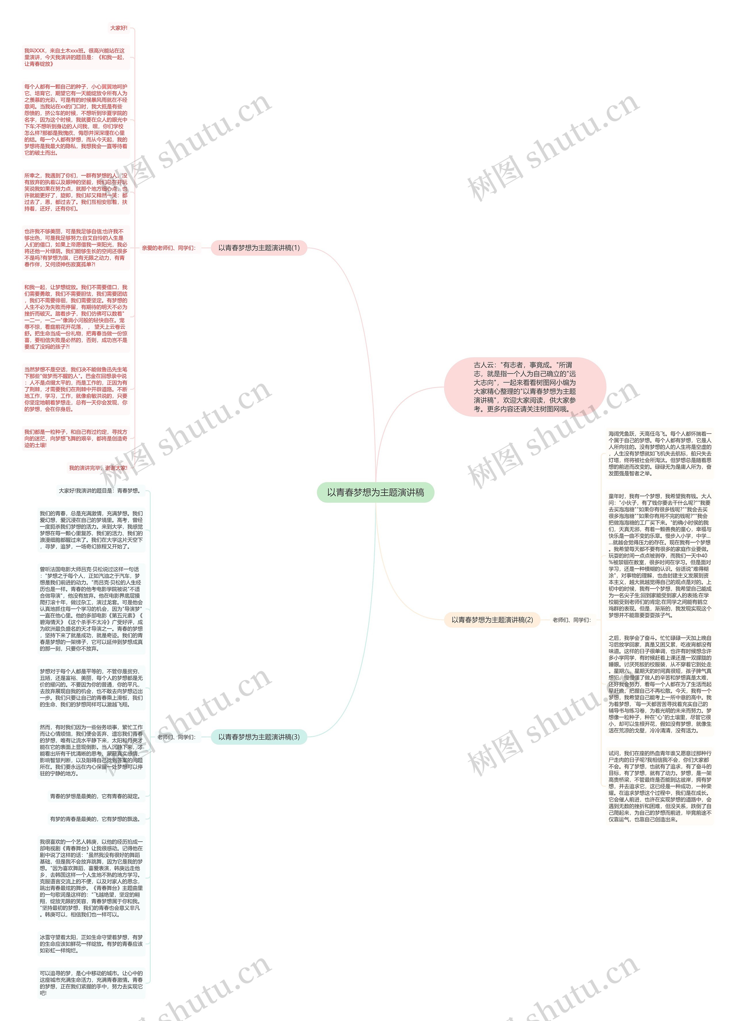 以青春梦想为主题演讲稿思维导图