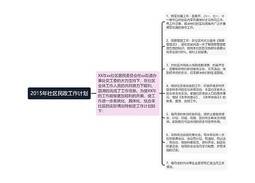 2015年社区民政工作计划