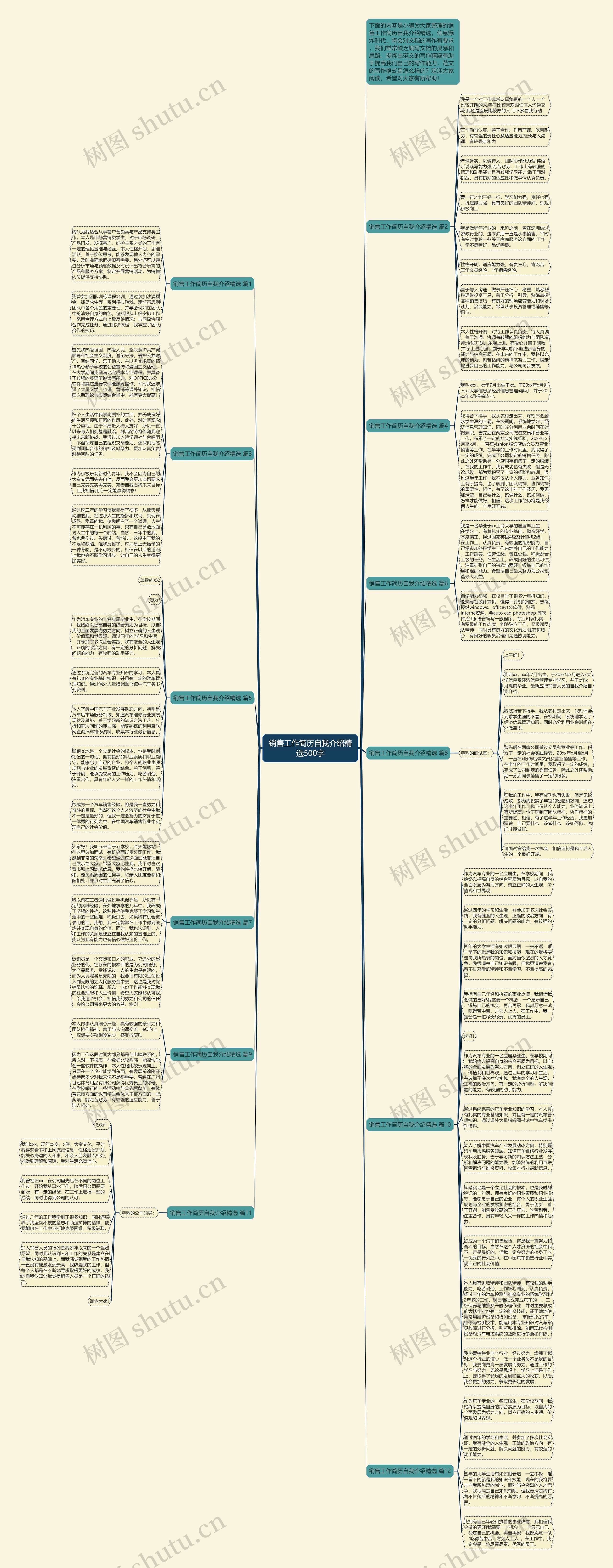 销售工作简历自我介绍精选500字思维导图