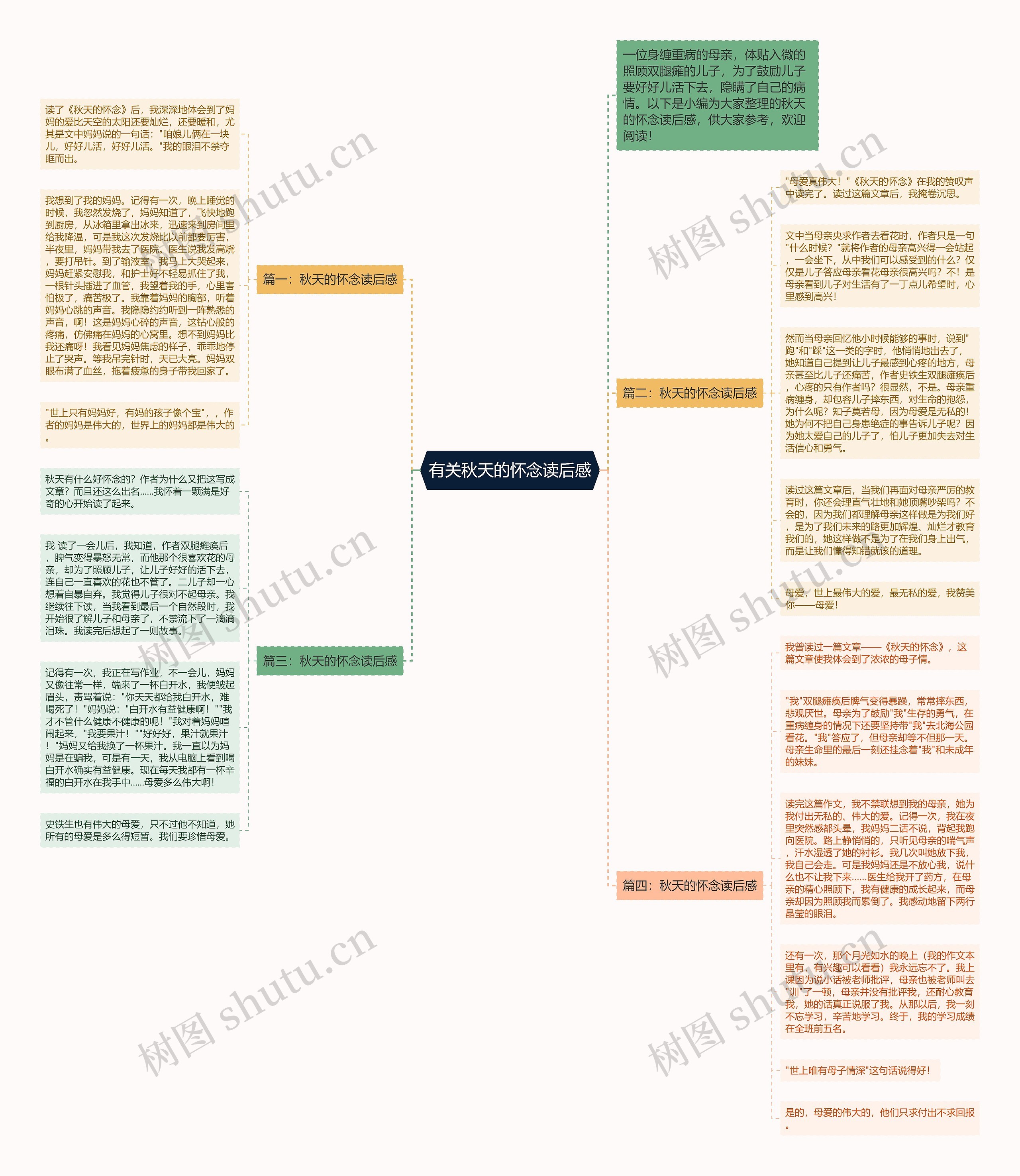 有关秋天的怀念读后感思维导图