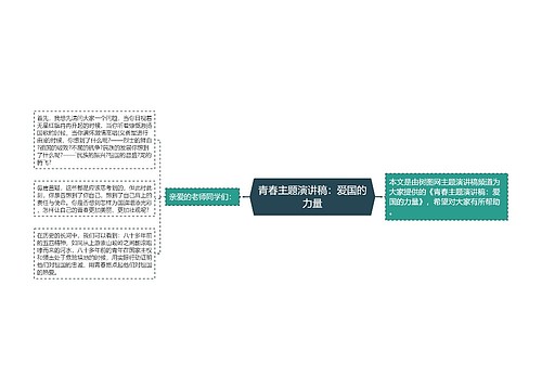 青春主题演讲稿：爱国的力量