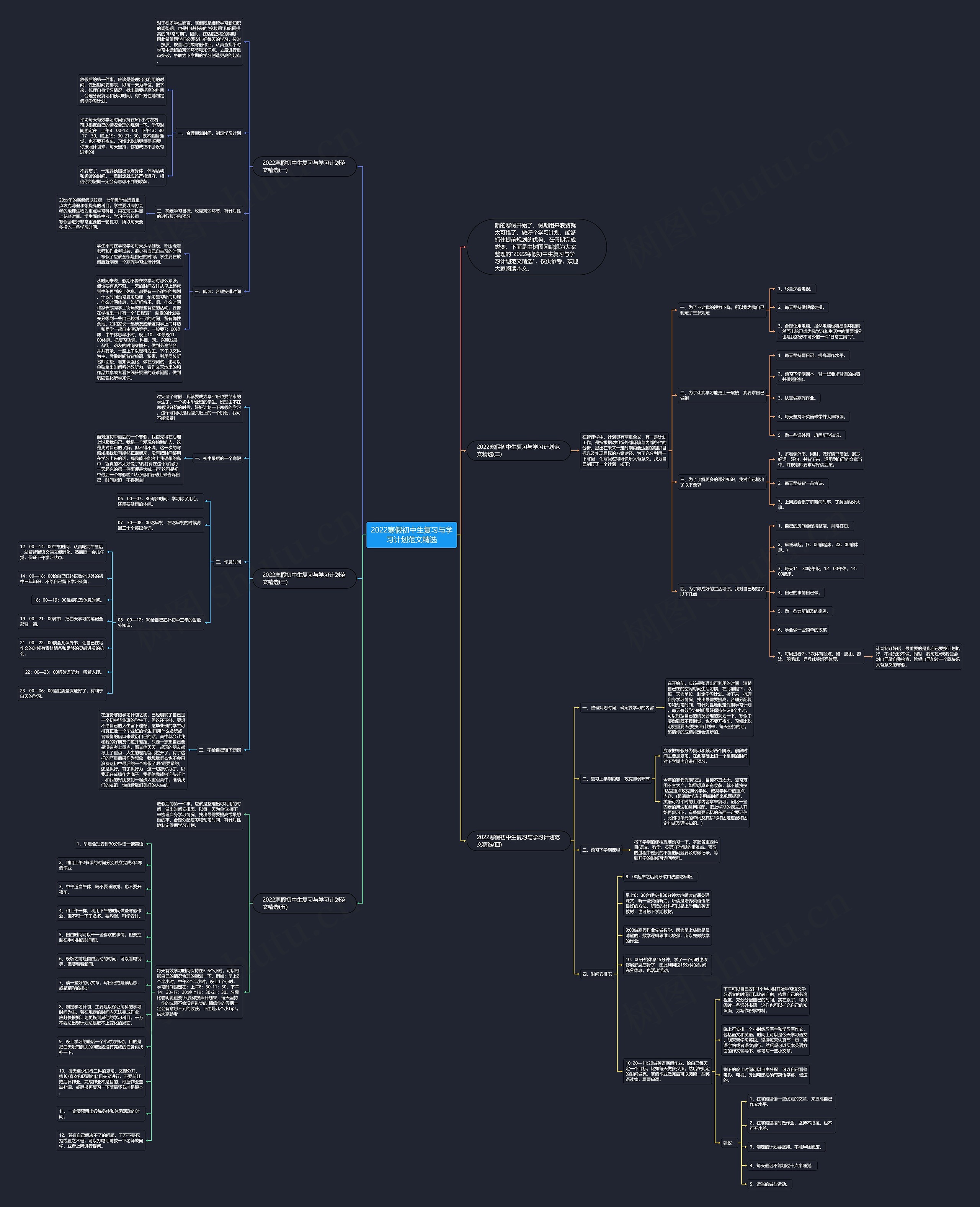 2022寒假初中生复习与学习计划范文精选思维导图