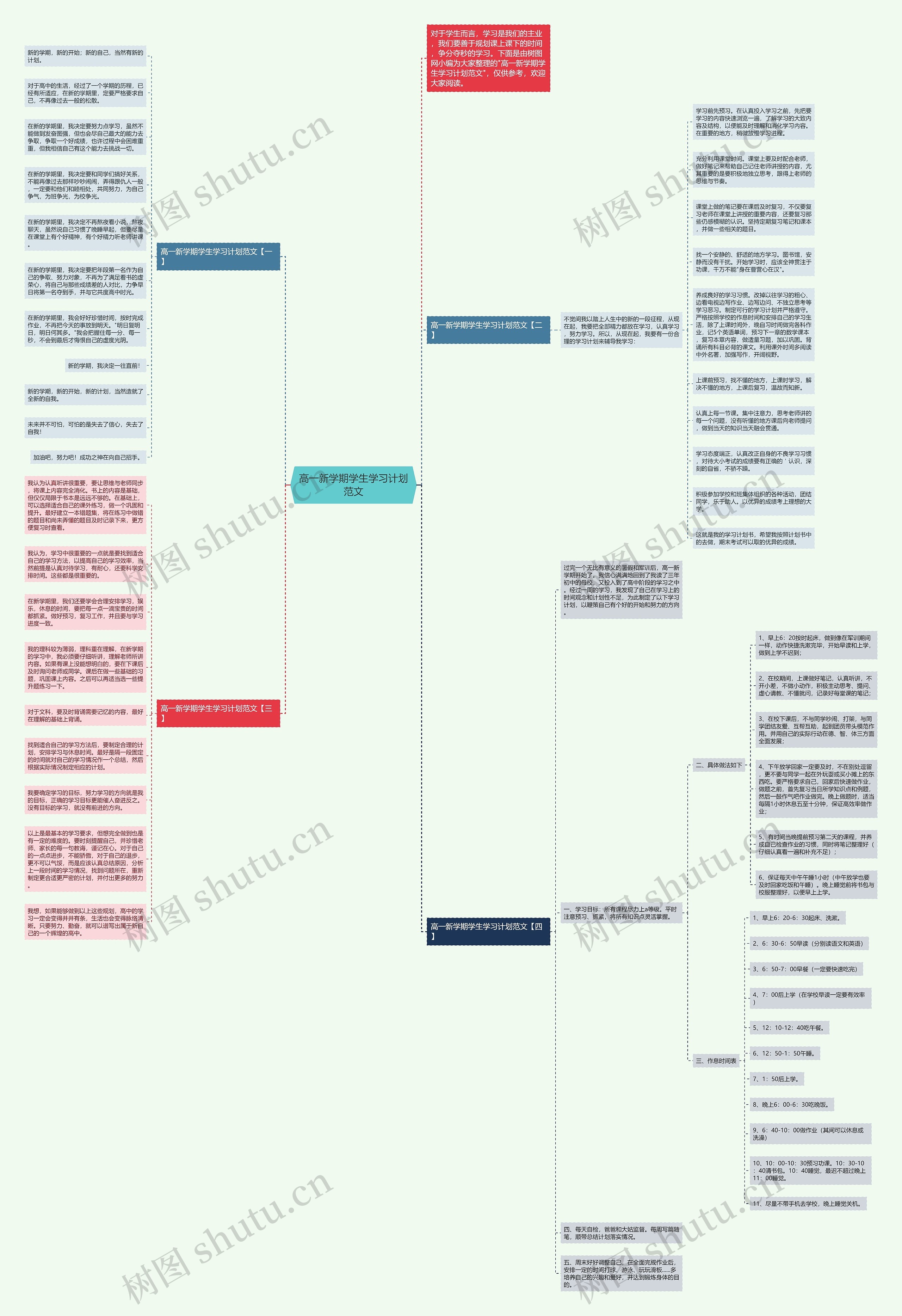高一新学期学生学习计划范文思维导图