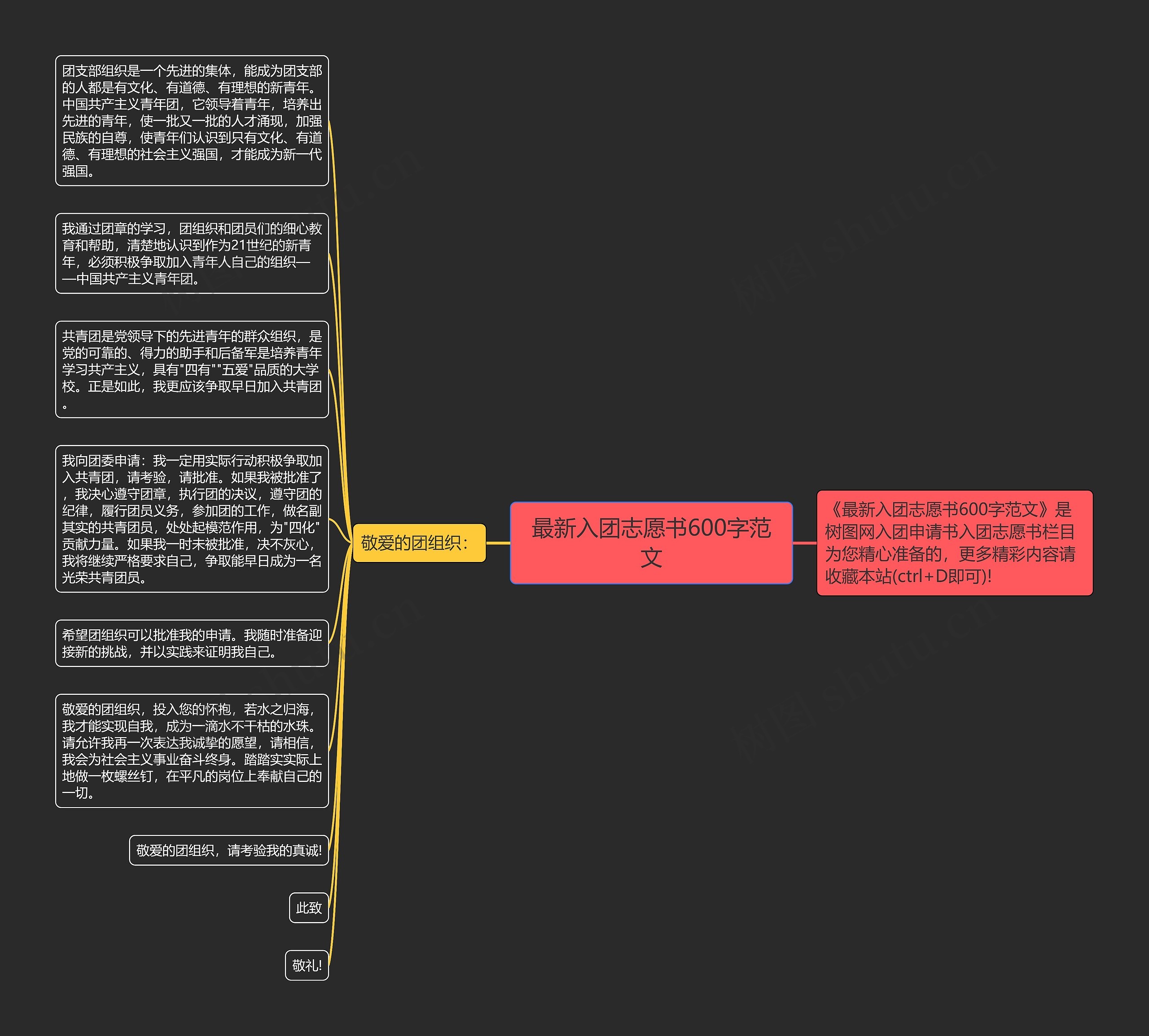 最新入团志愿书600字范文思维导图