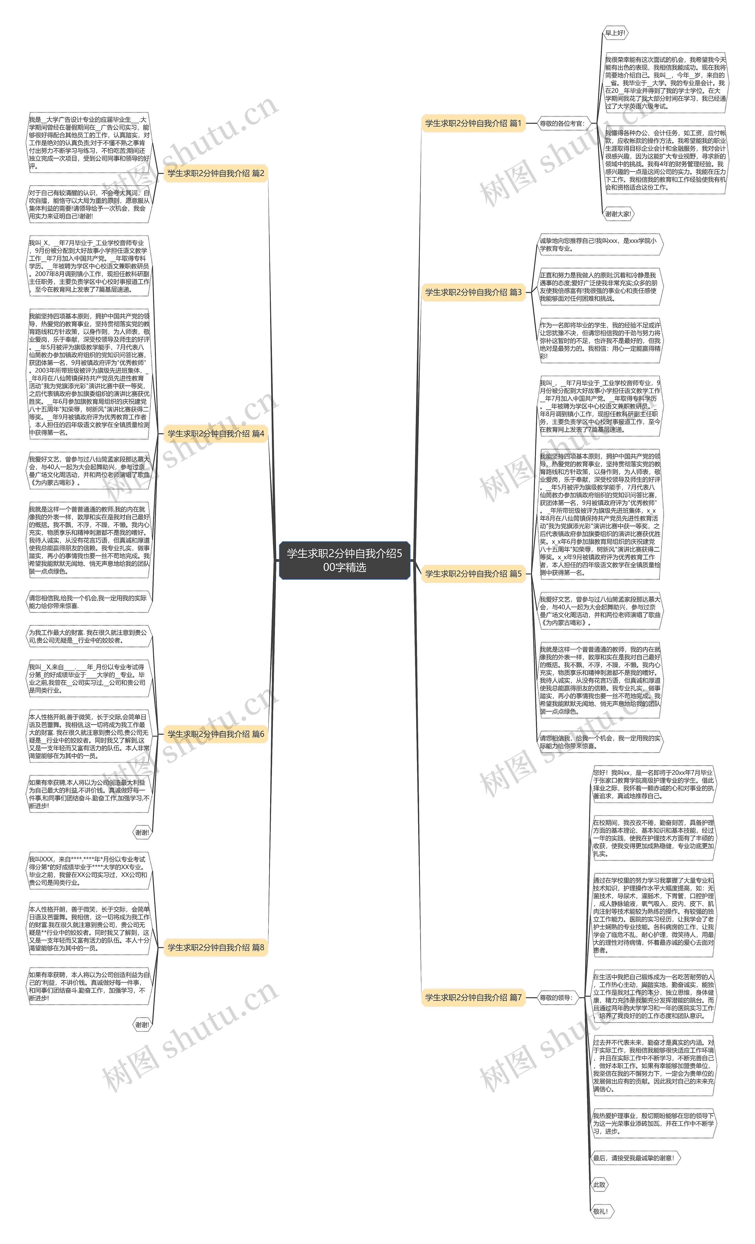 学生求职2分钟自我介绍500字精选思维导图
