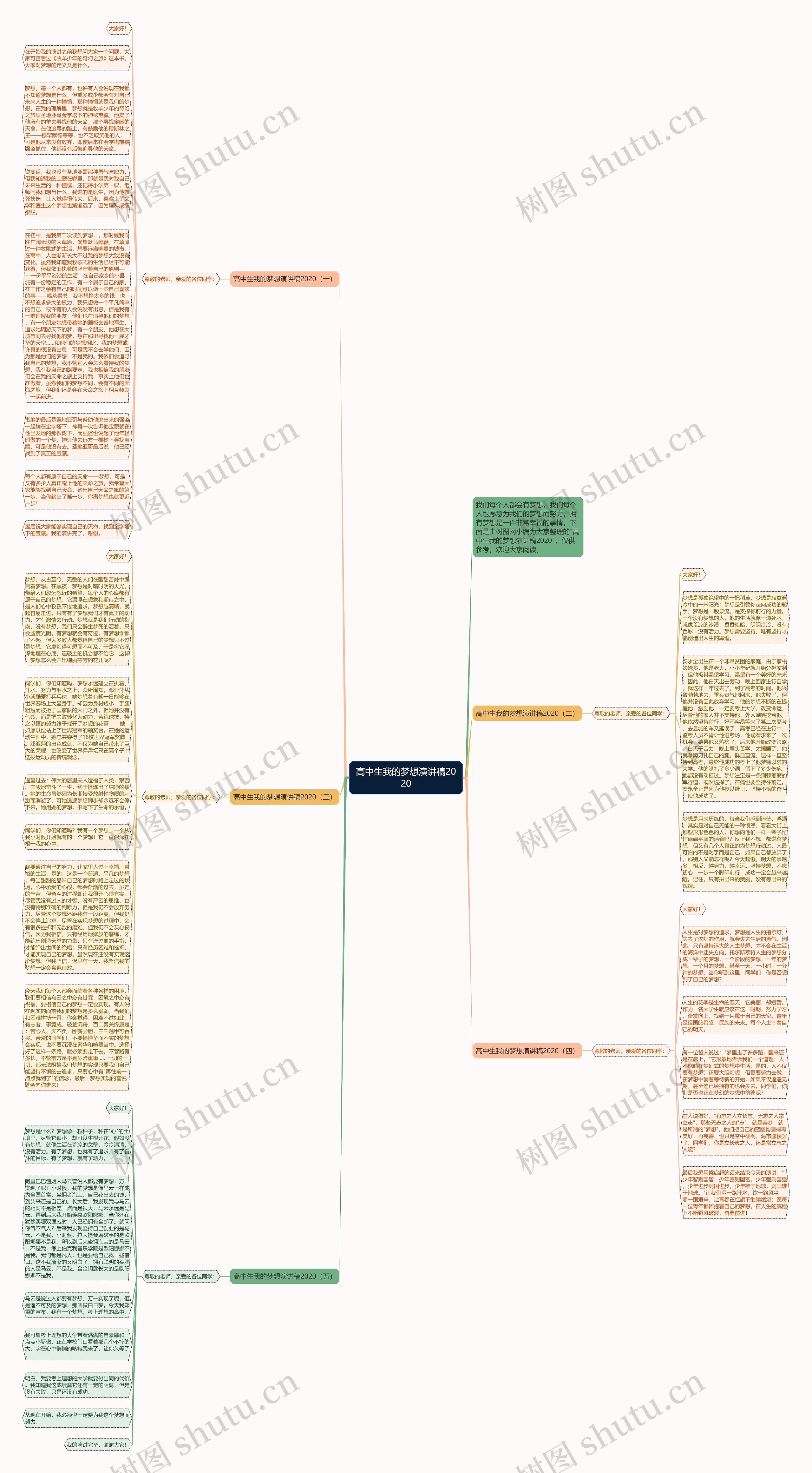 高中生我的梦想演讲稿2020思维导图