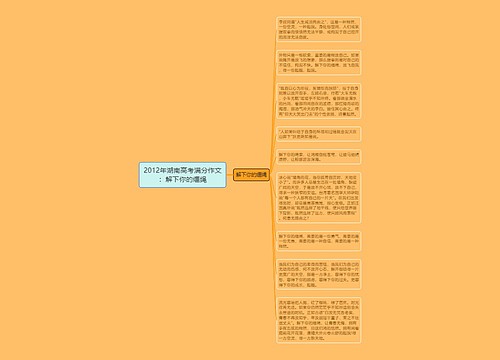 2012年湖南高考满分作文：解下你的缰绳
