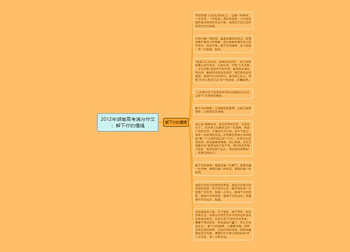 2012年湖南高考满分作文：解下你的缰绳