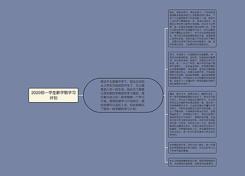 2020初一学生新学期学习计划