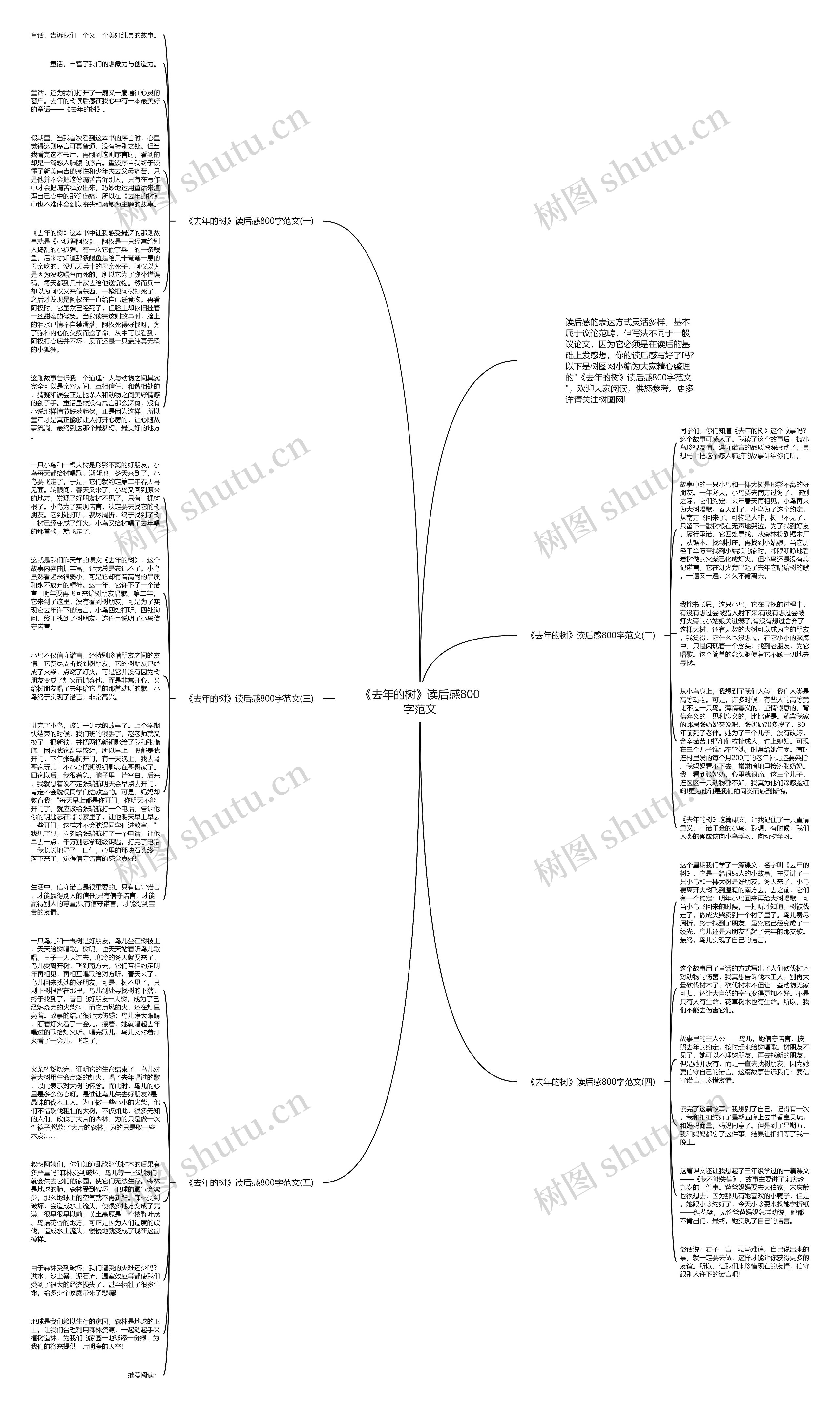 《去年的树》读后感800字范文思维导图