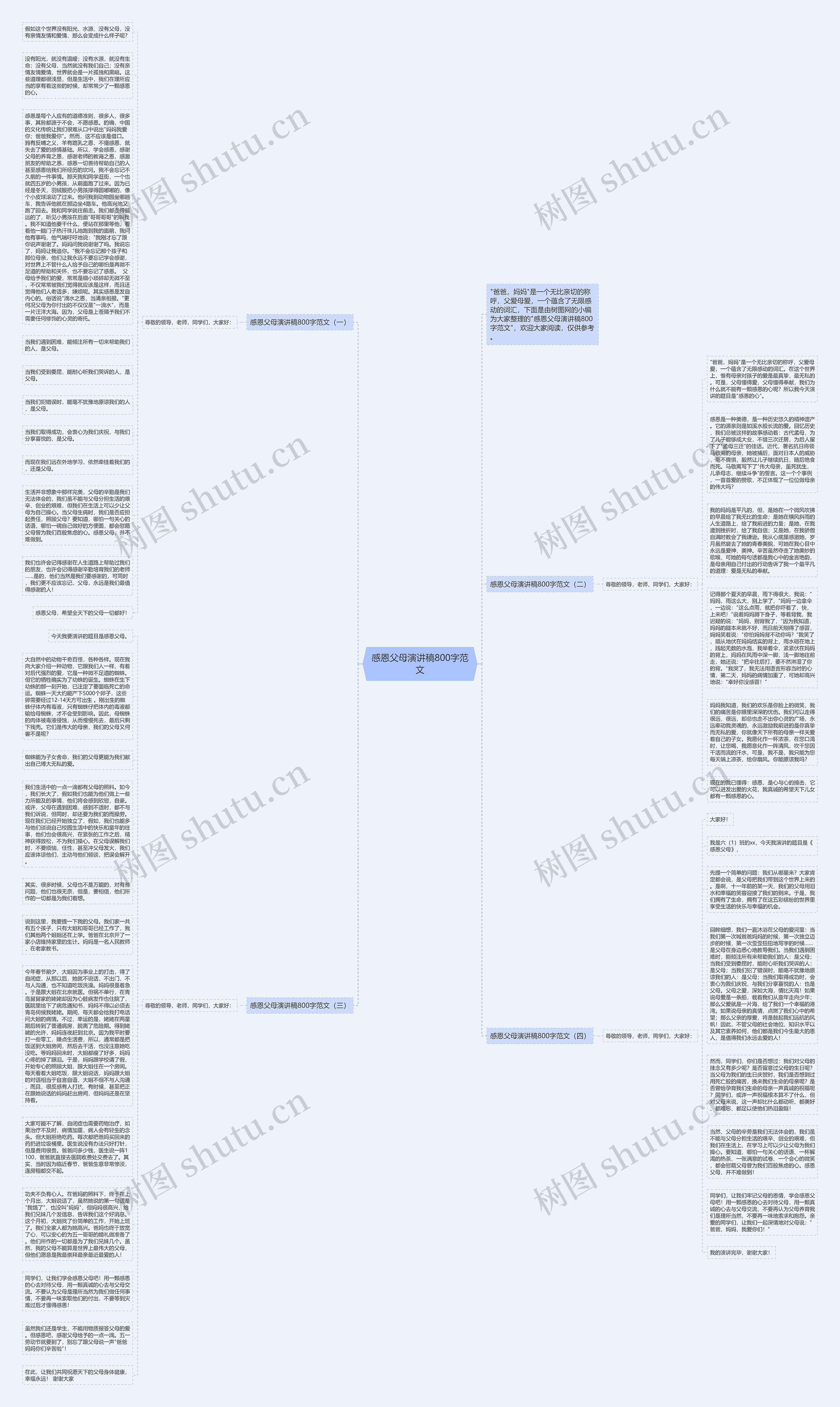 感恩父母演讲稿800字范文思维导图