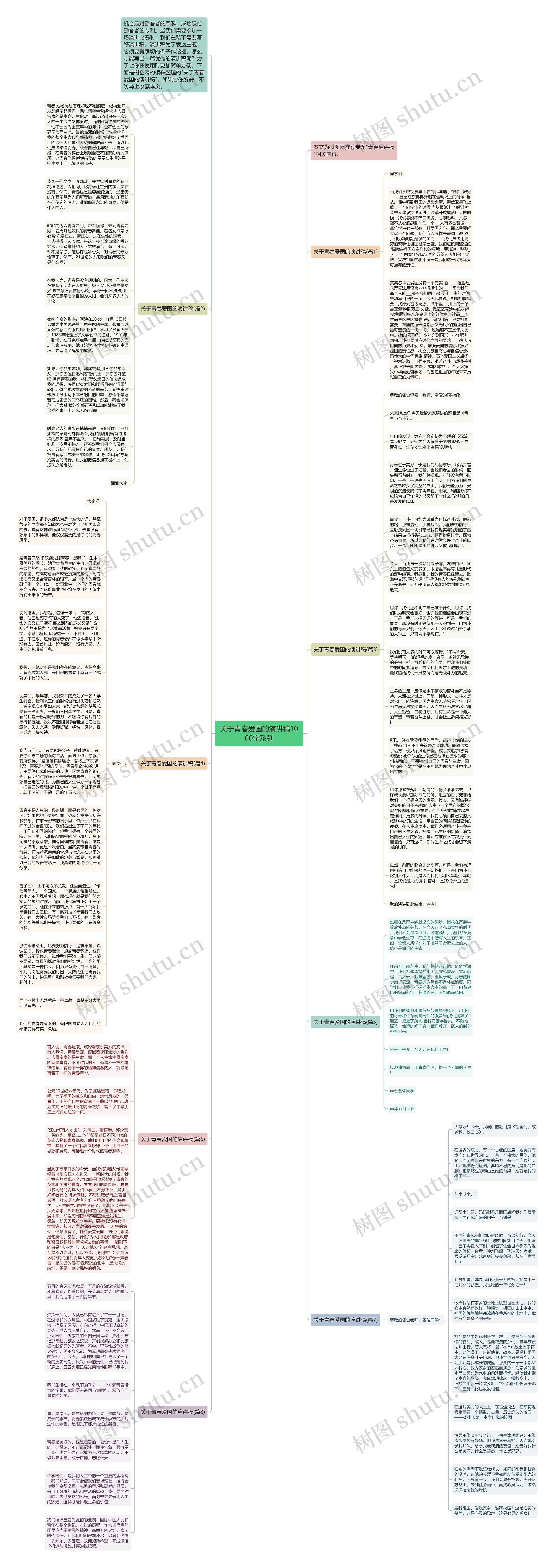 关于青春爱国的演讲稿1000字系列思维导图