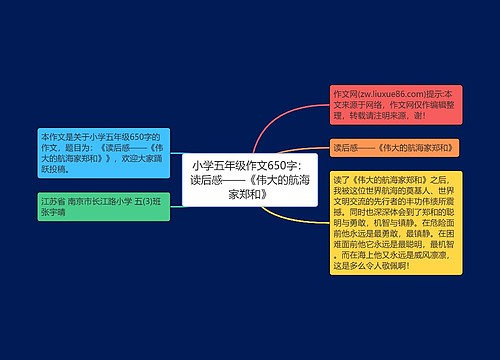 小学五年级作文650字：读后感——《伟大的航海家郑和》