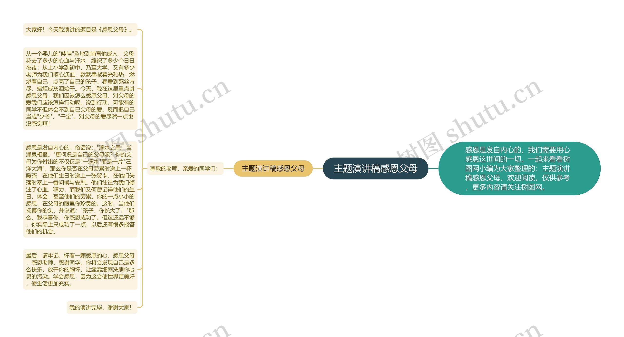 主题演讲稿感恩父母思维导图