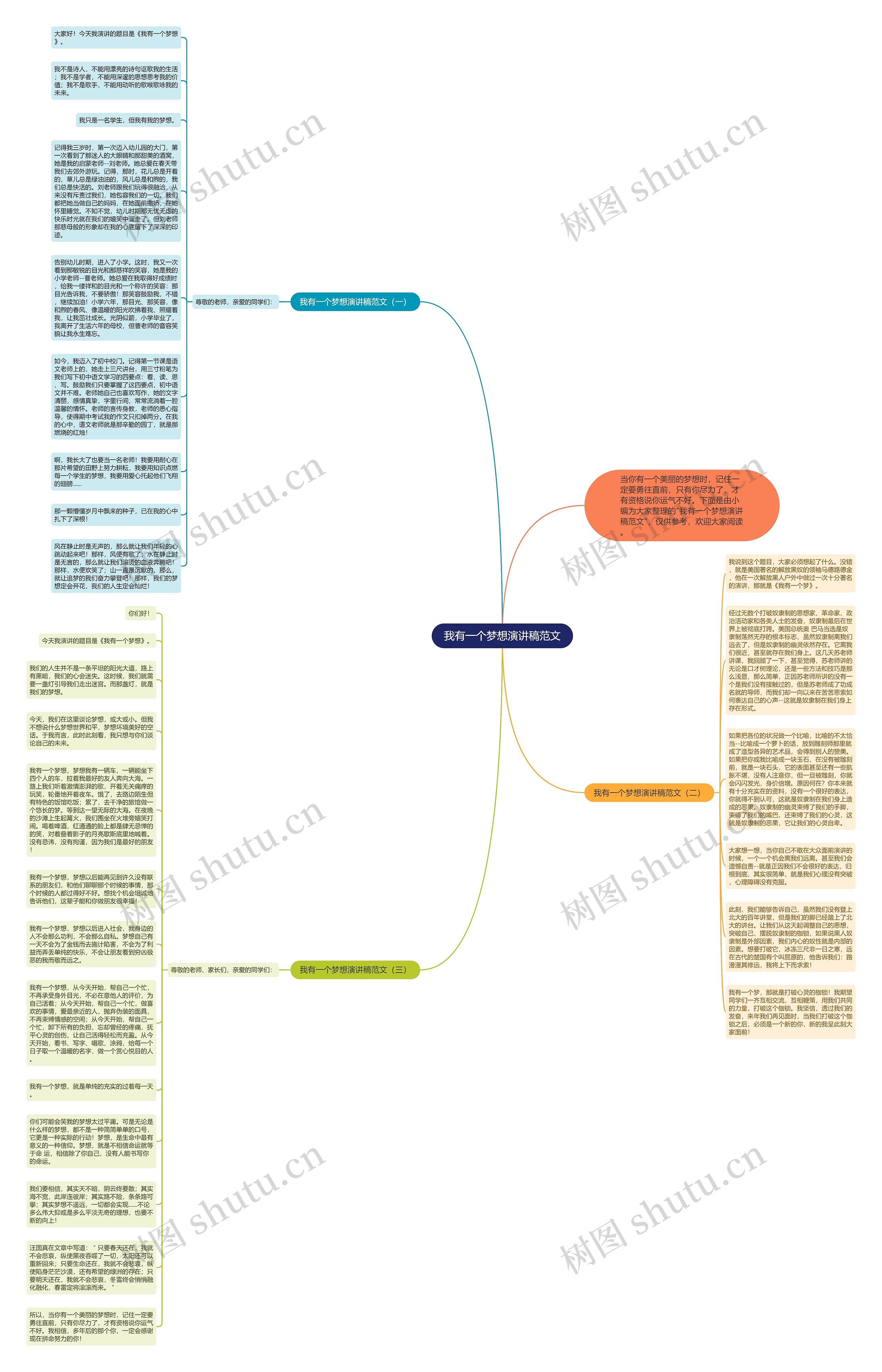 我有一个梦想演讲稿范文思维导图
