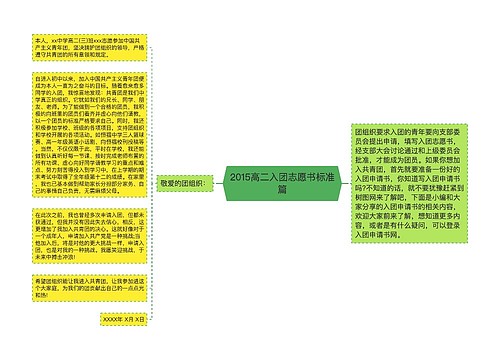 2015高二入团志愿书标准篇