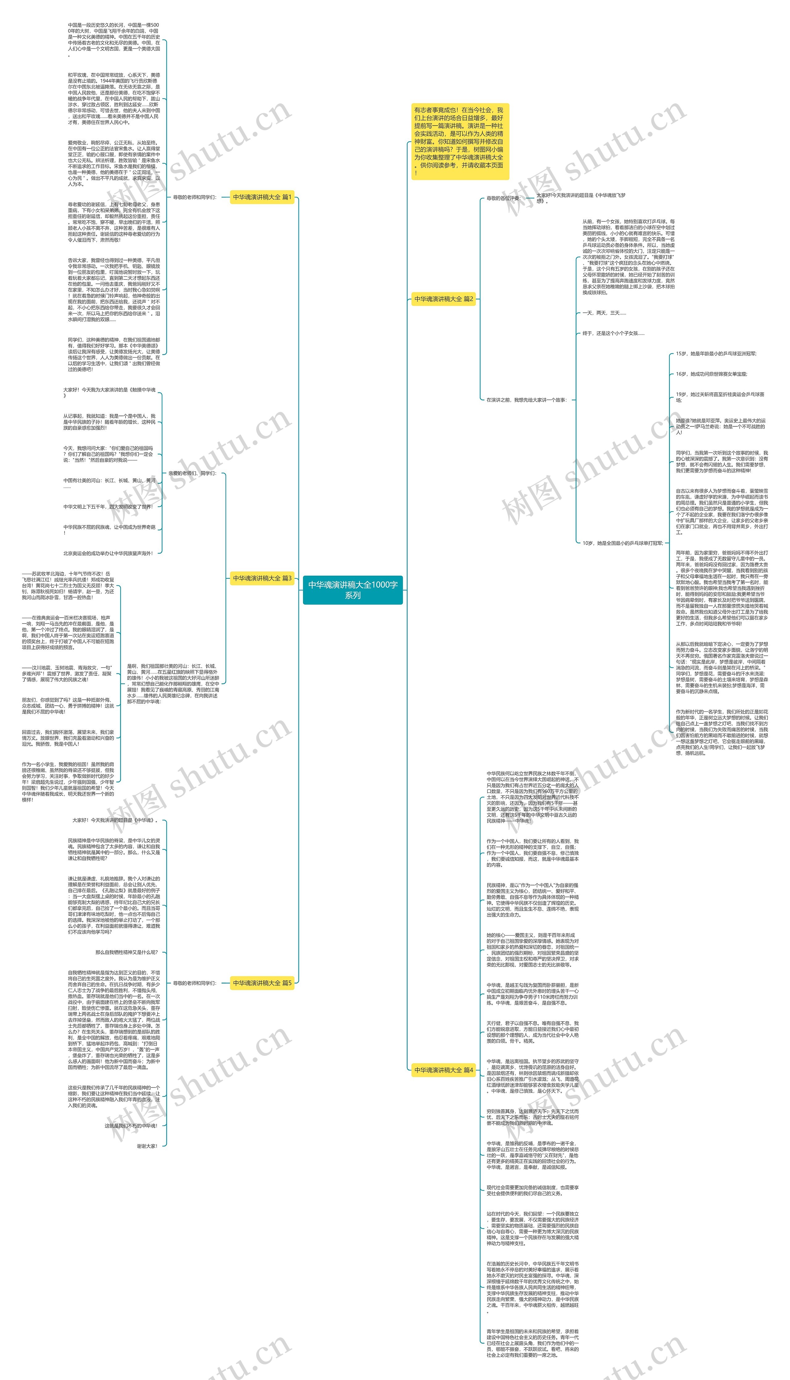 中华魂演讲稿大全1000字系列思维导图