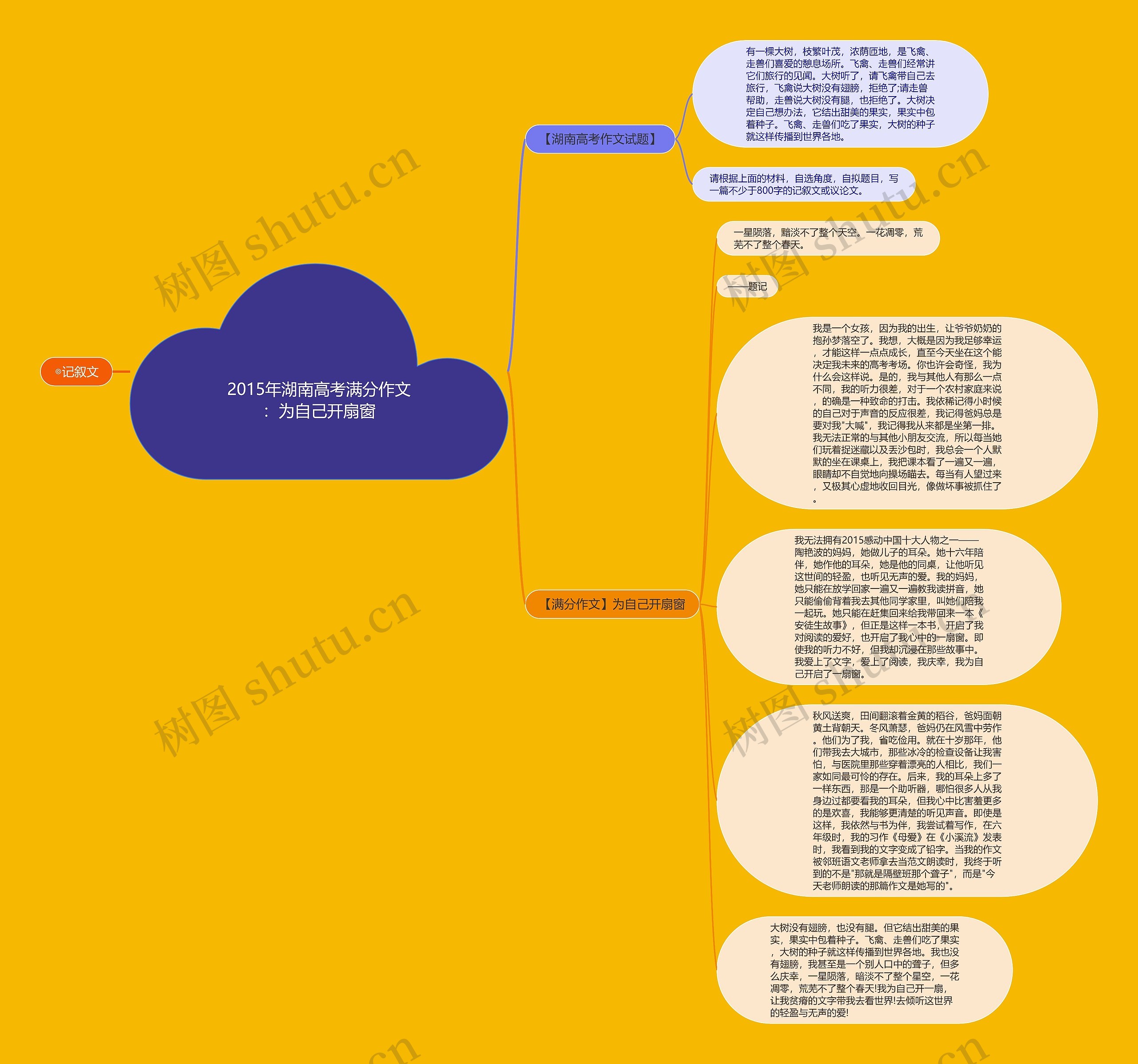 2015年湖南高考满分作文：为自己开扇窗思维导图