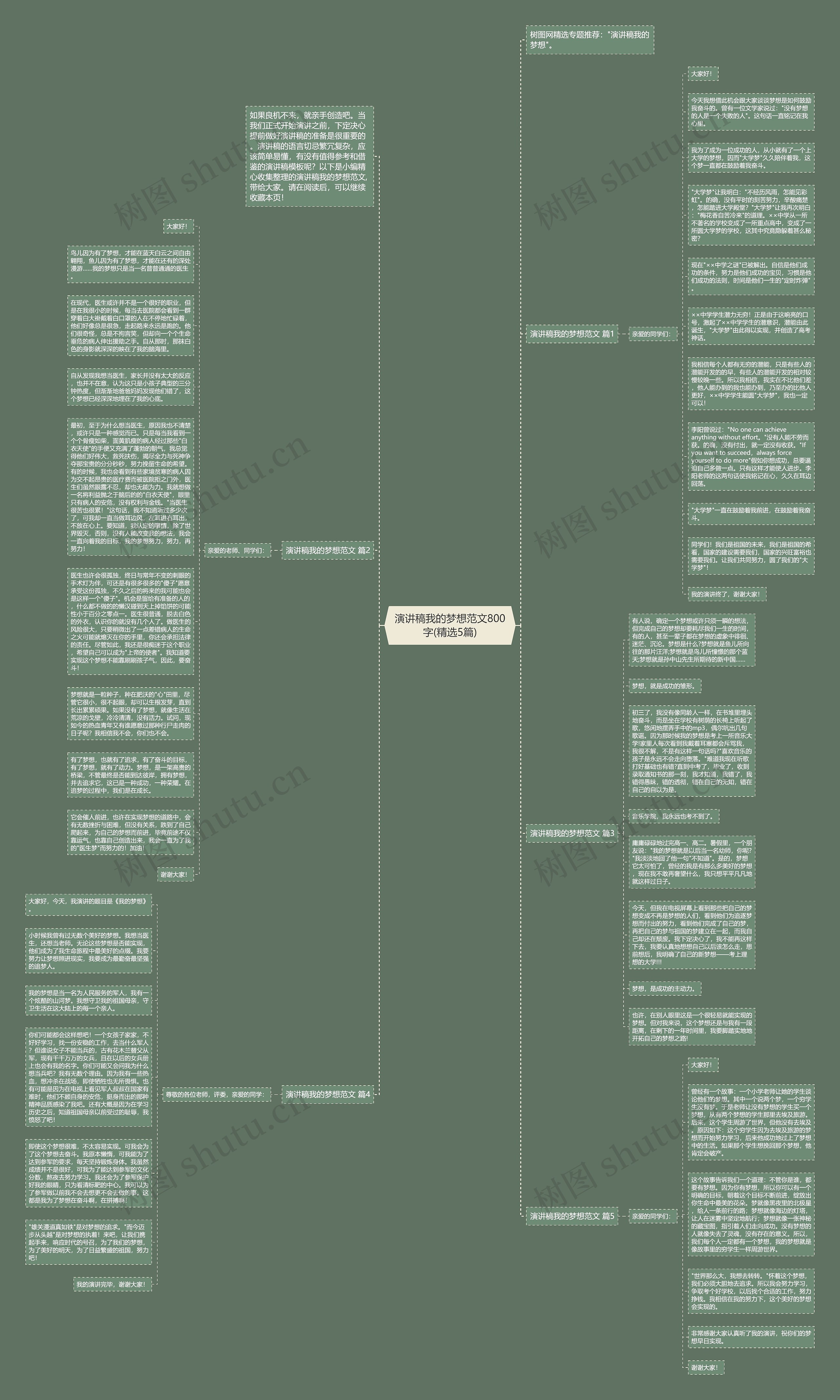 演讲稿我的梦想范文800字(精选5篇)思维导图