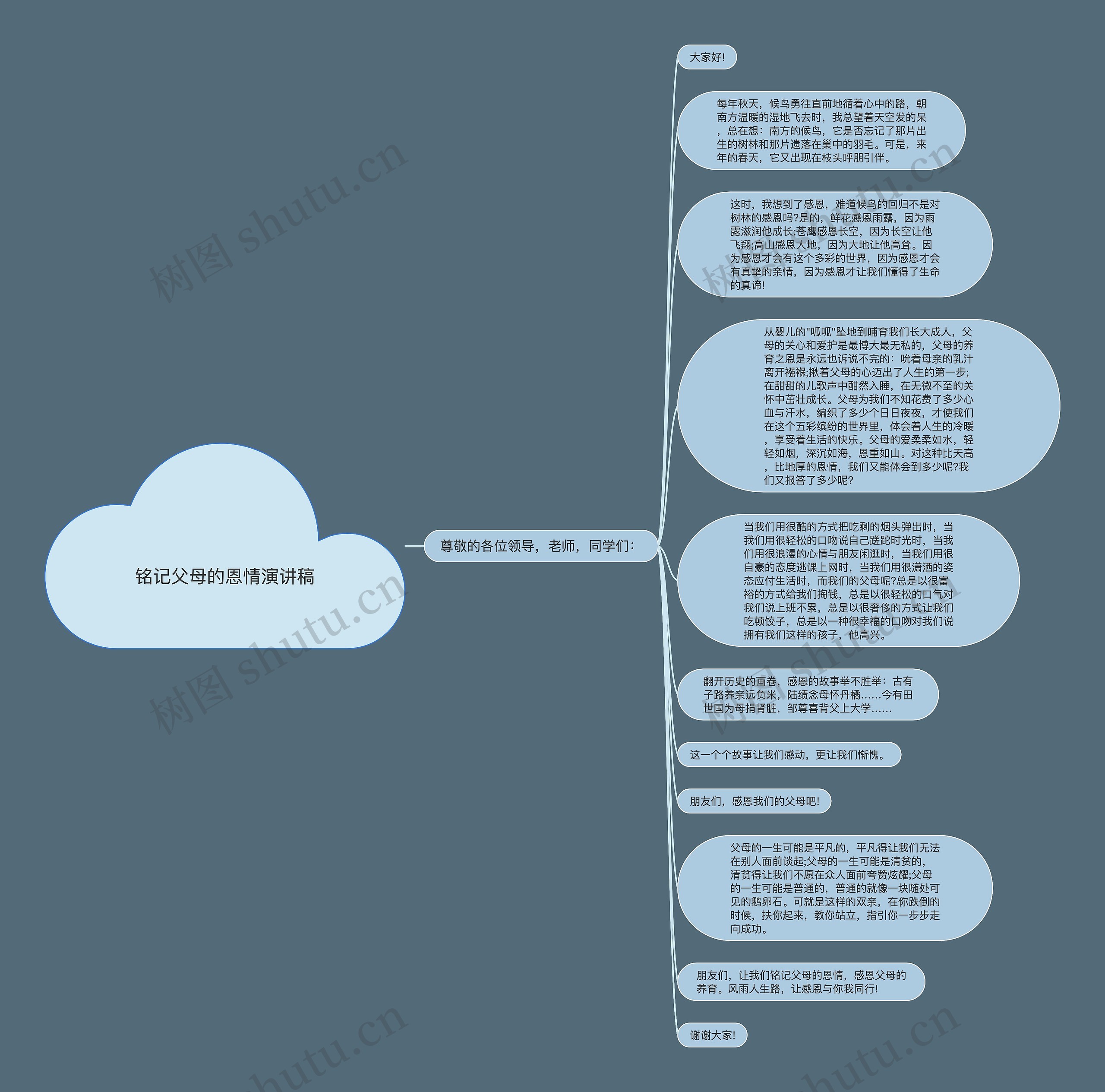 铭记父母的恩情演讲稿思维导图