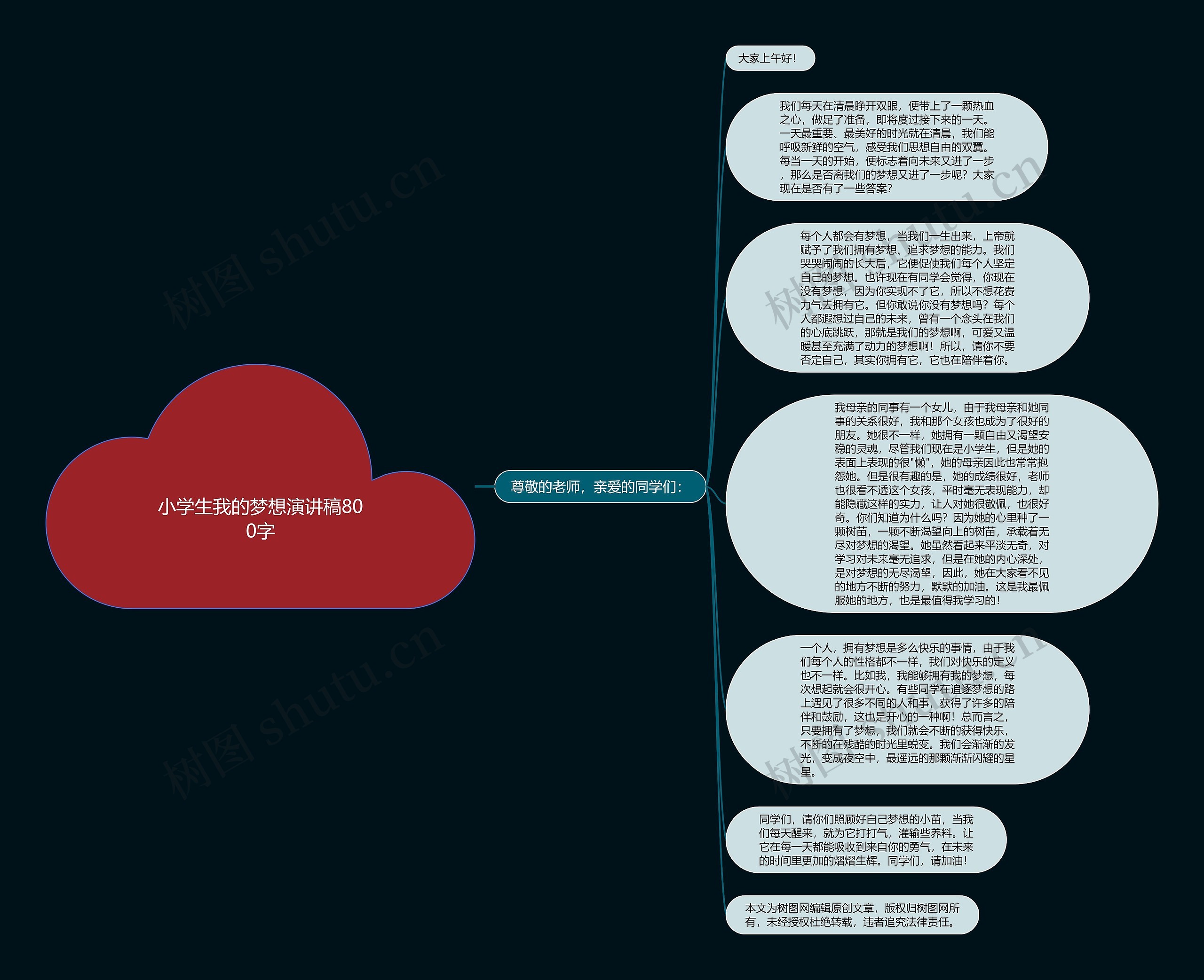 小学生我的梦想演讲稿800字思维导图