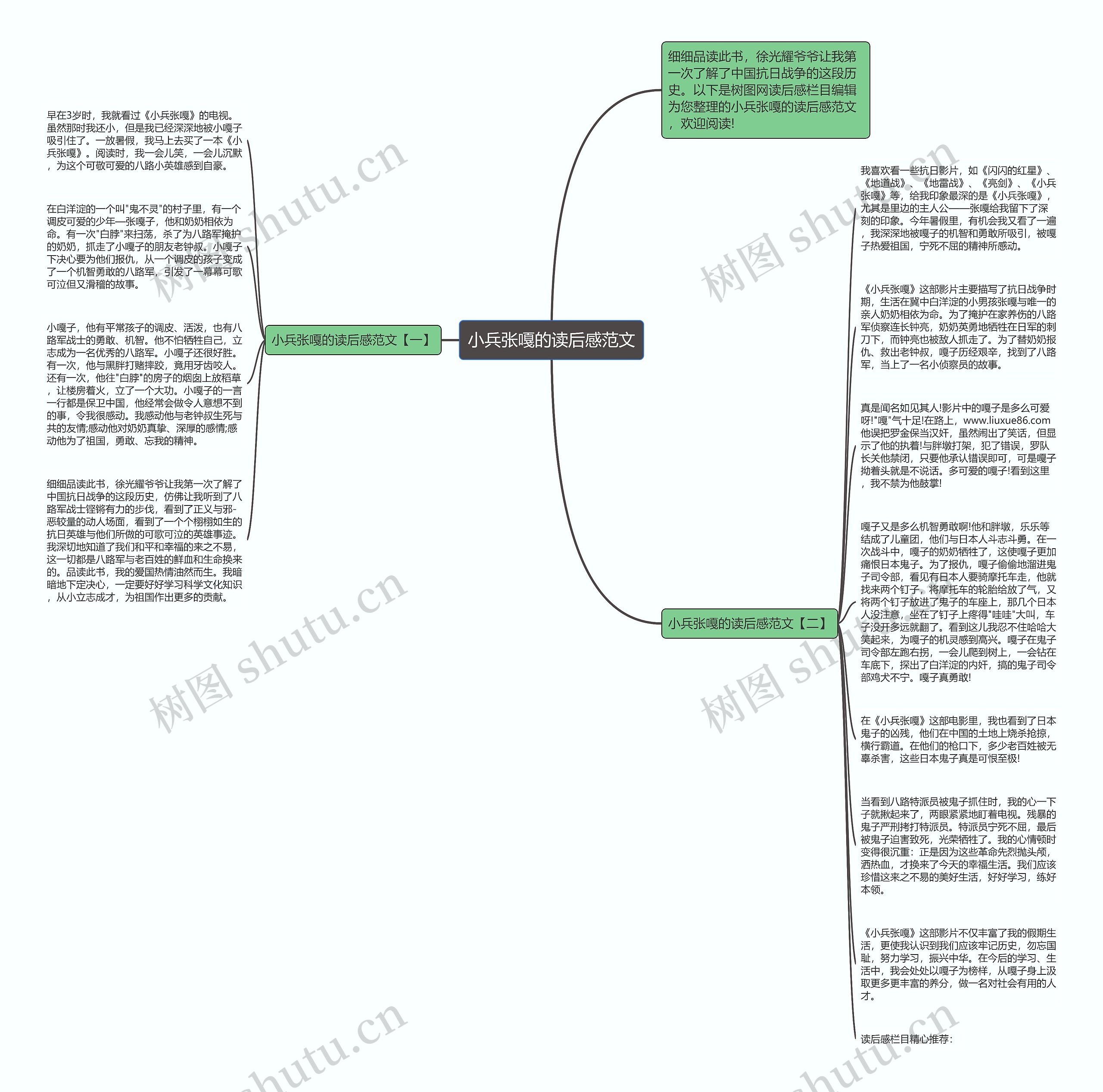 小兵张嘎的读后感范文思维导图