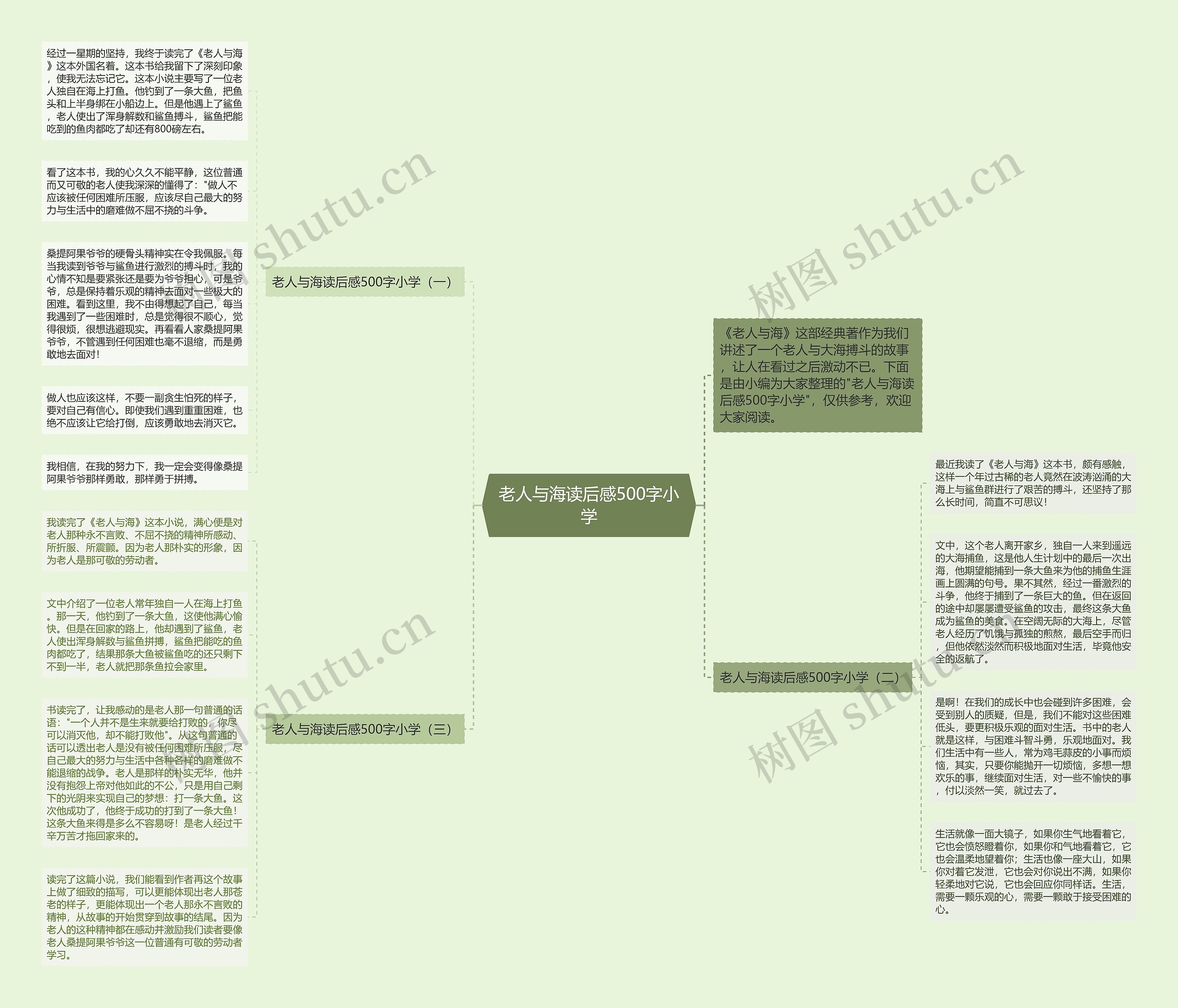 老人与海读后感500字小学思维导图