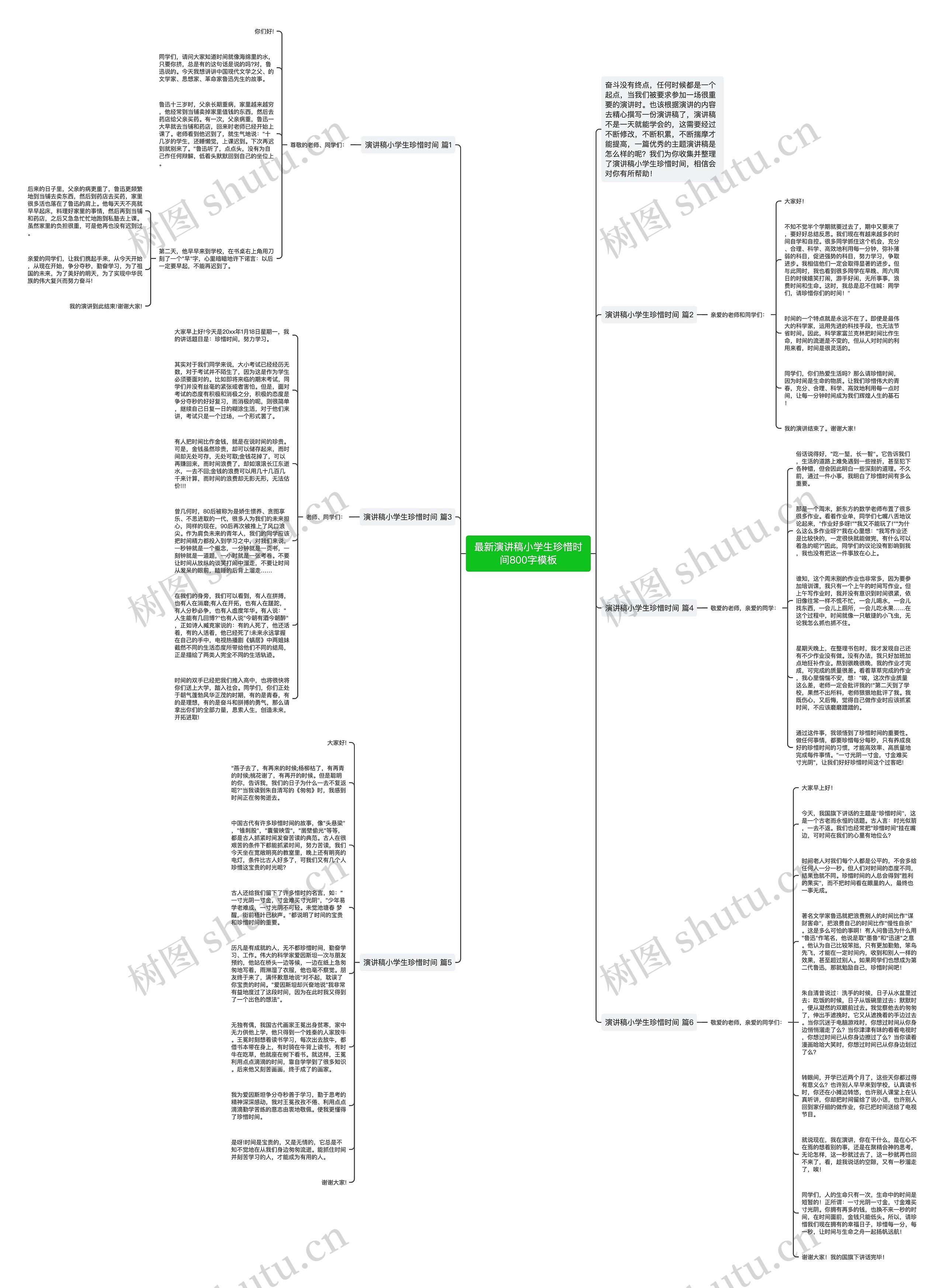 最新演讲稿小学生珍惜时间800字思维导图