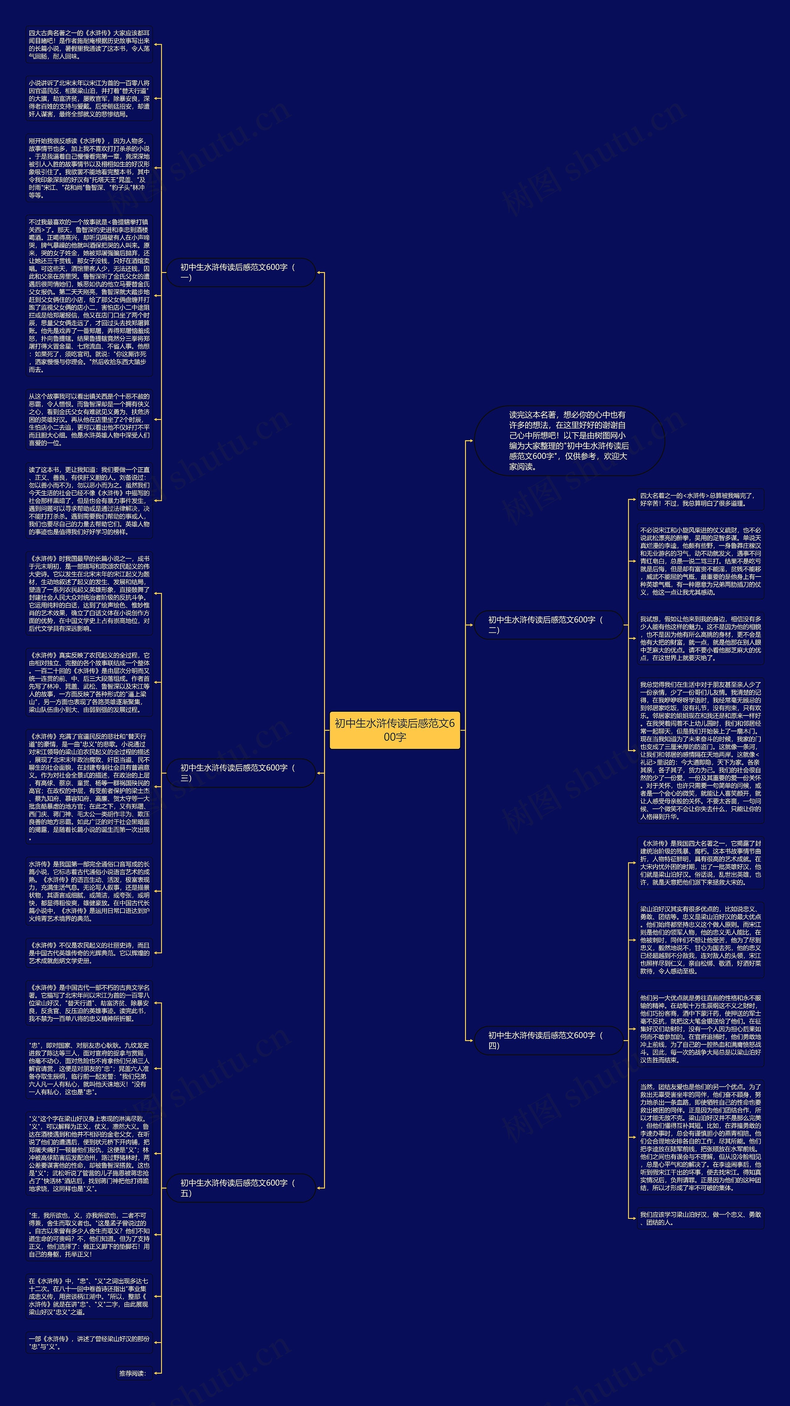 初中生水浒传读后感范文600字思维导图