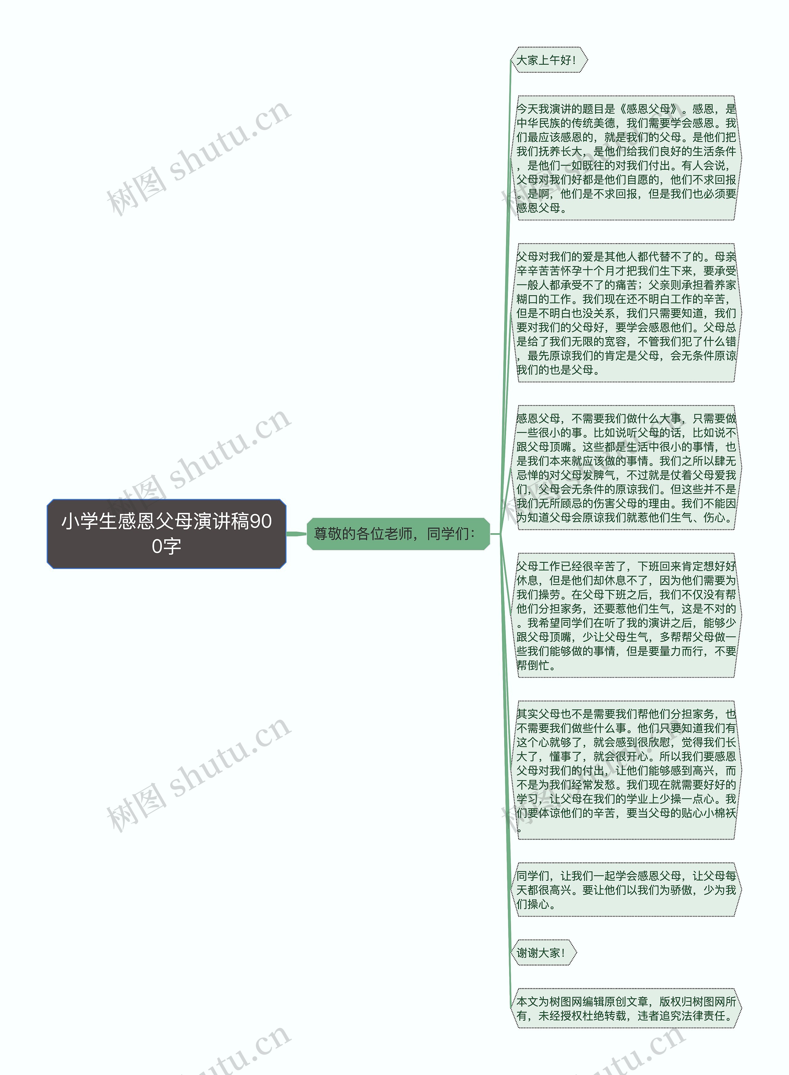 小学生感恩父母演讲稿900字思维导图