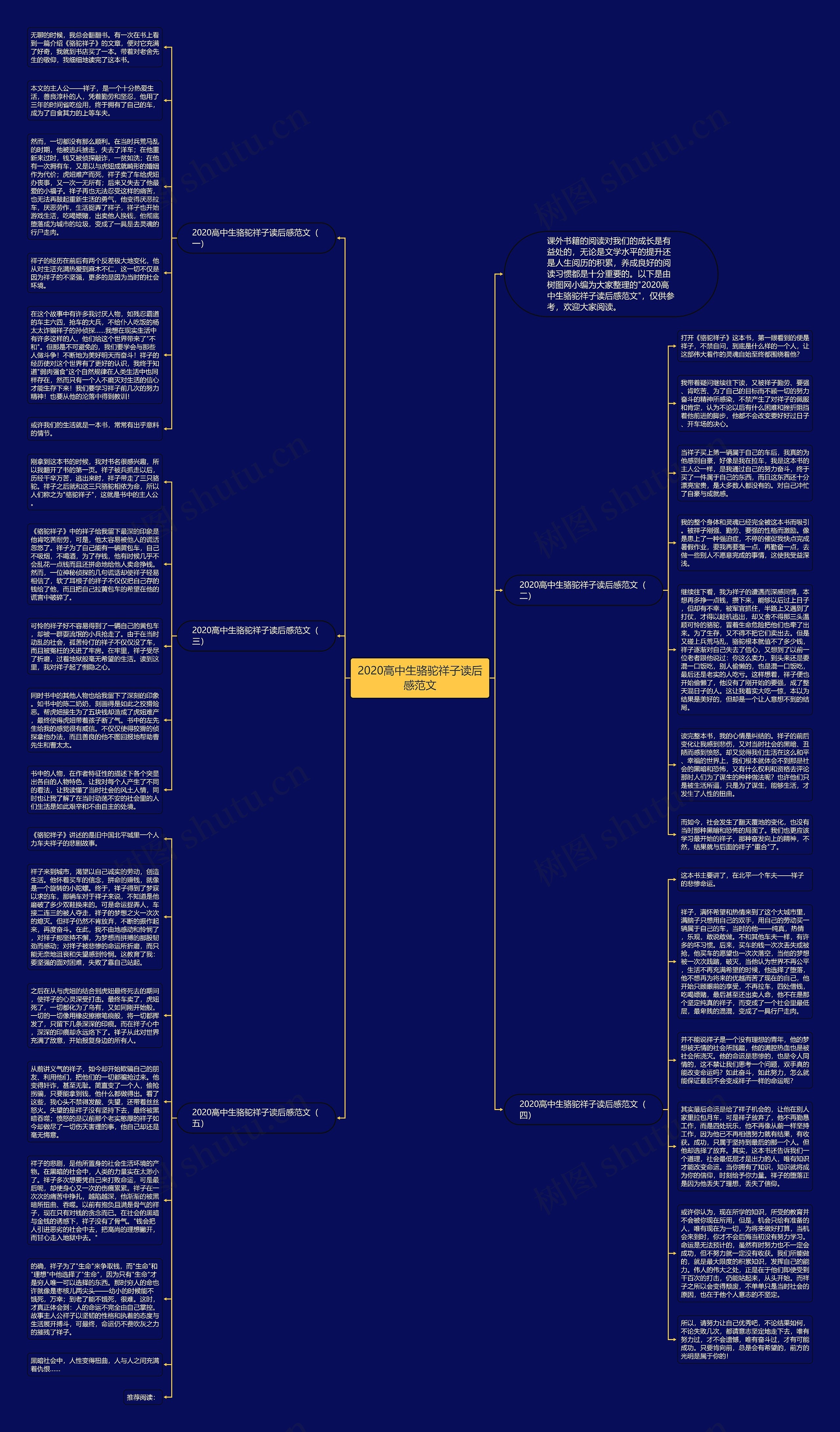 2020高中生骆驼祥子读后感范文思维导图