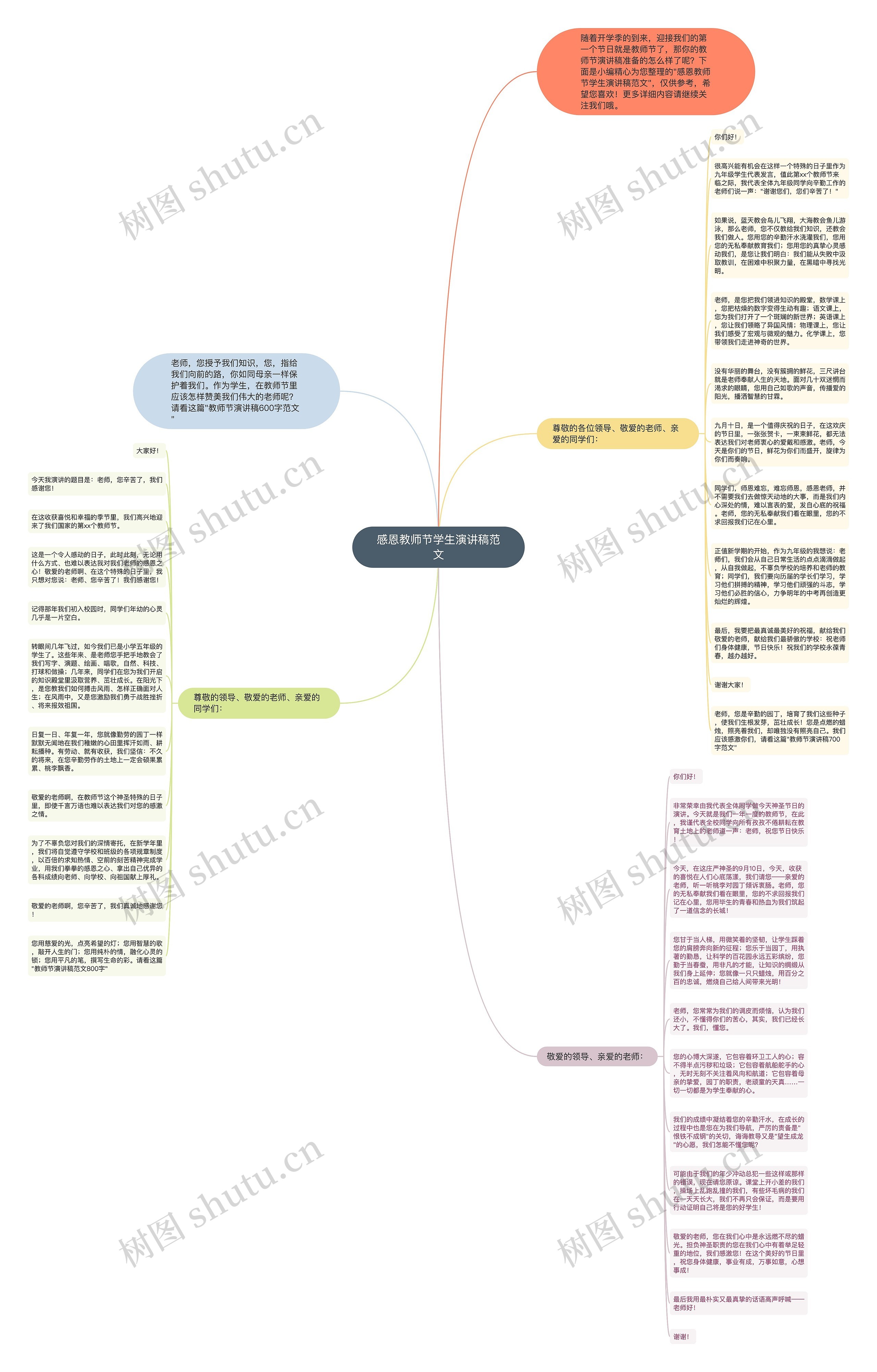 感恩教师节学生演讲稿范文思维导图