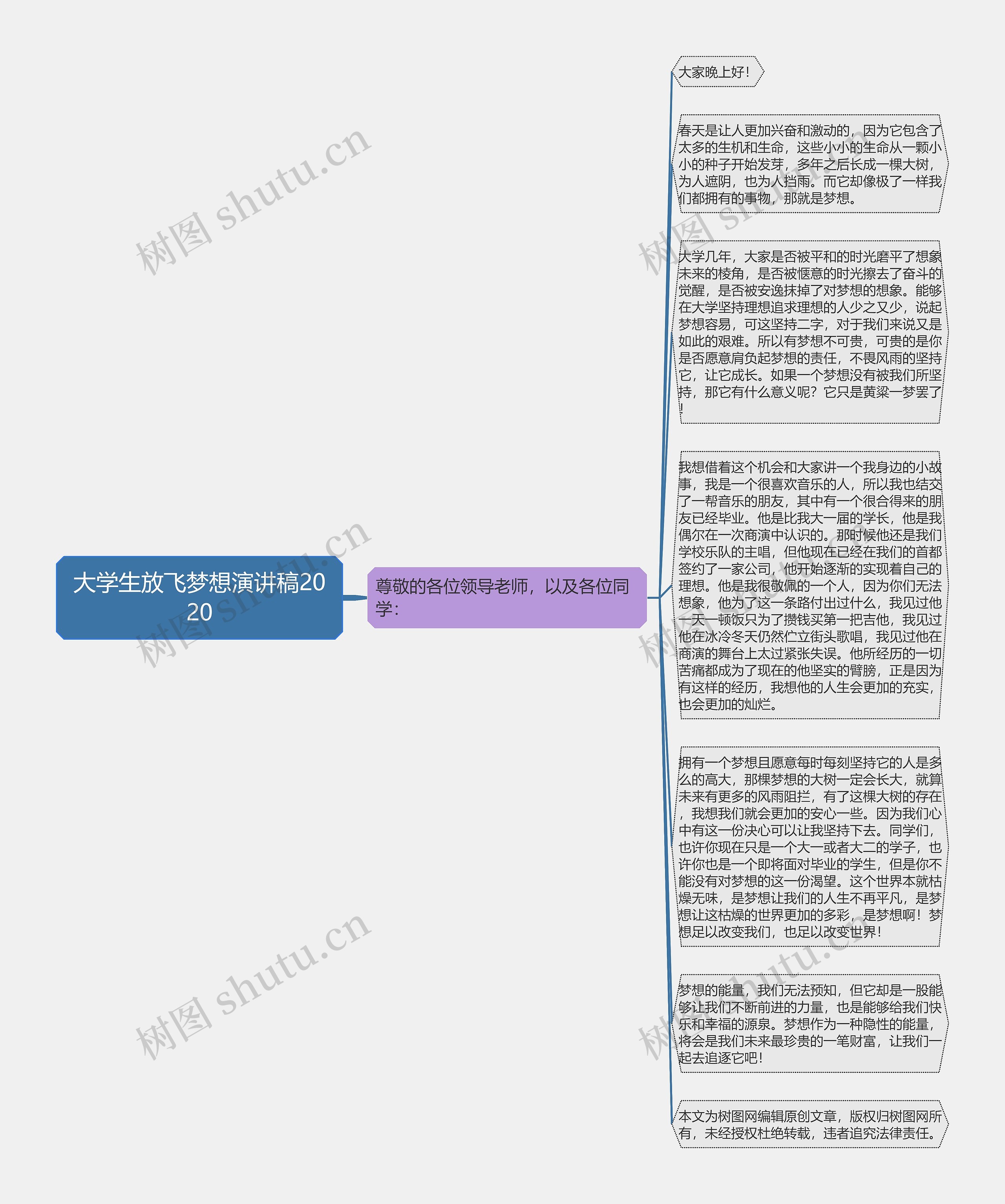 大学生放飞梦想演讲稿2020思维导图