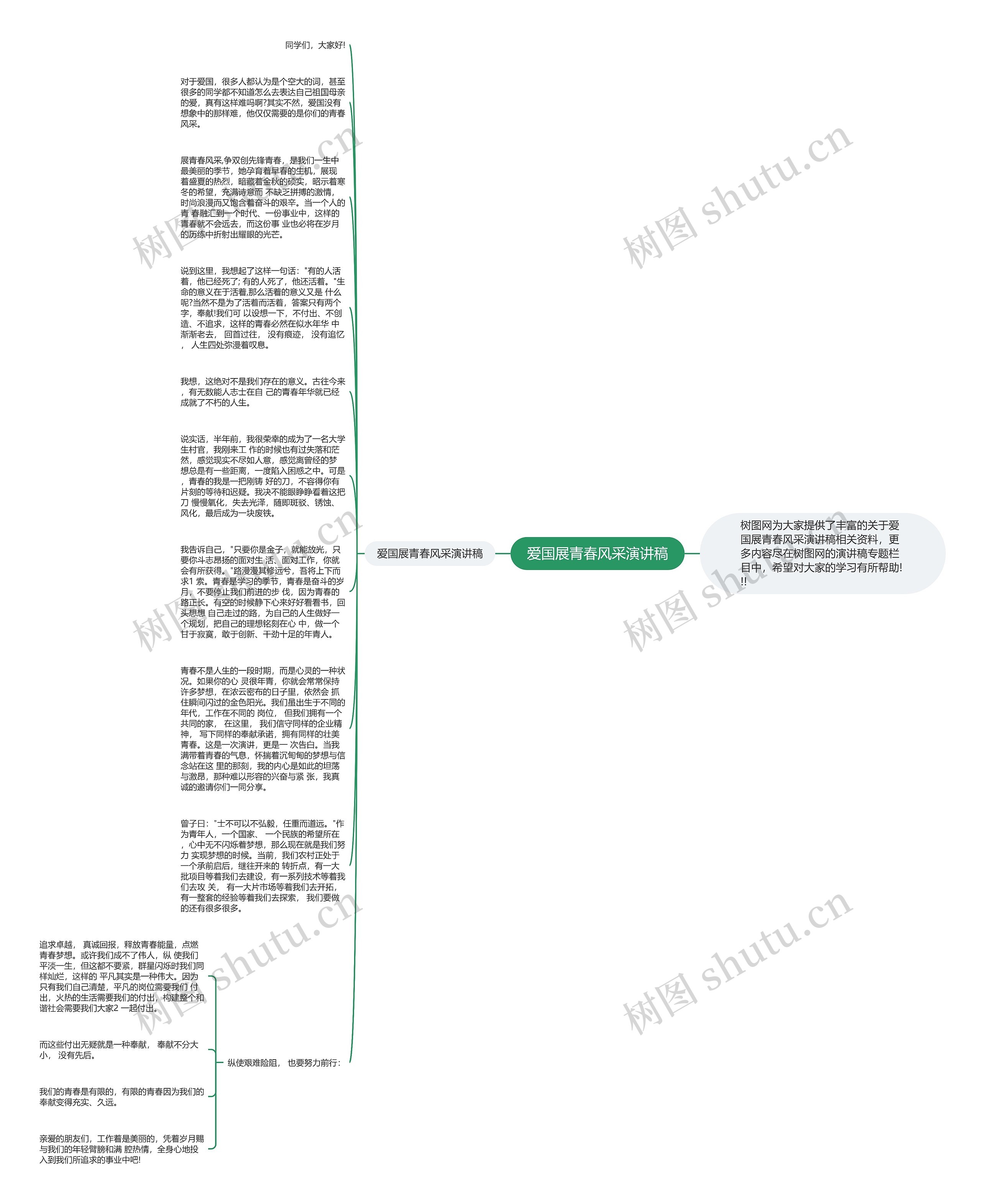 爱国展青春风采演讲稿思维导图