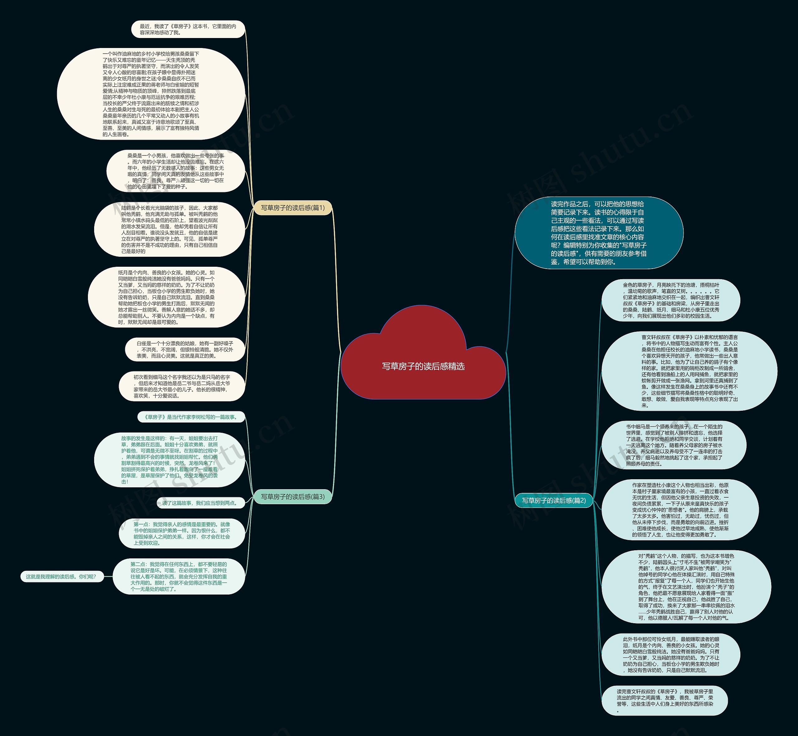 写草房子的读后感精选思维导图