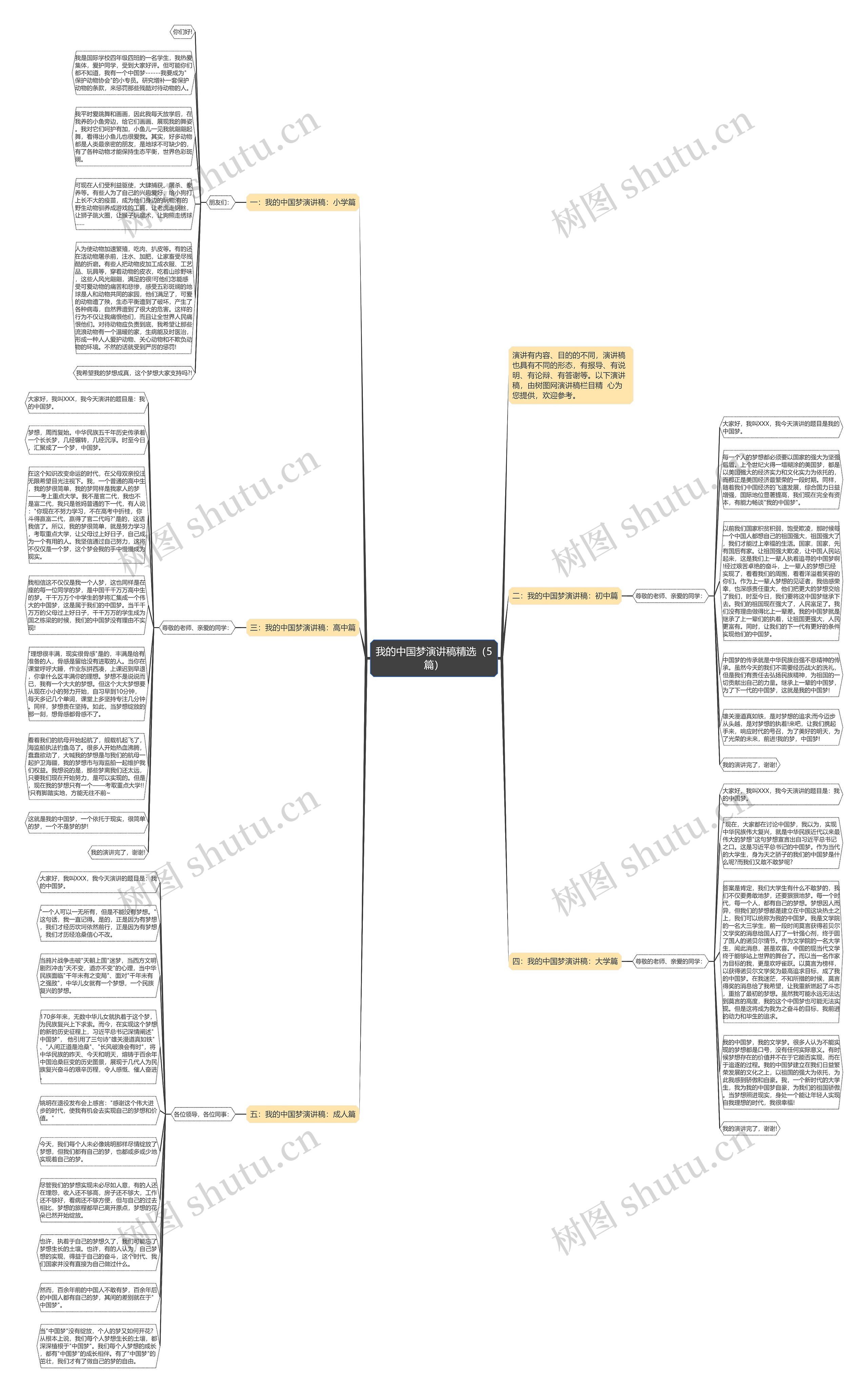 我的中国梦演讲稿精选（5篇）思维导图