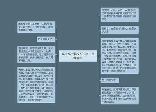 高中高一作文500字：自我介绍